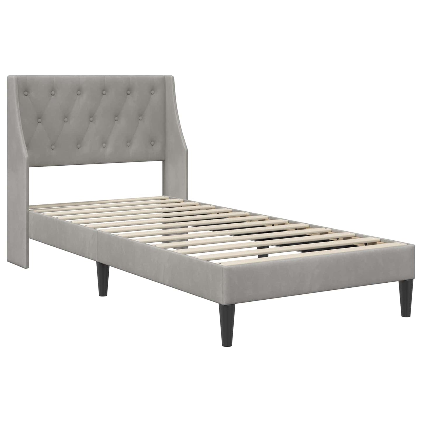 Bed Frame with Mattress Light Grey 90 x 190 cm Velvet