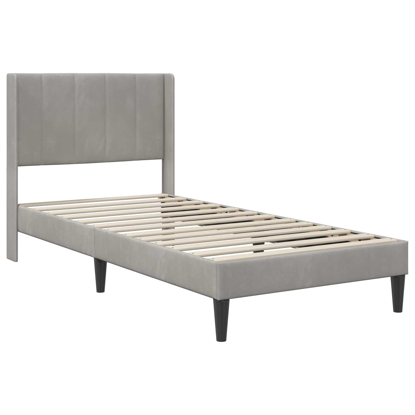 Bed Frame with Mattress Light Grey 90 x 190 cm Velvet