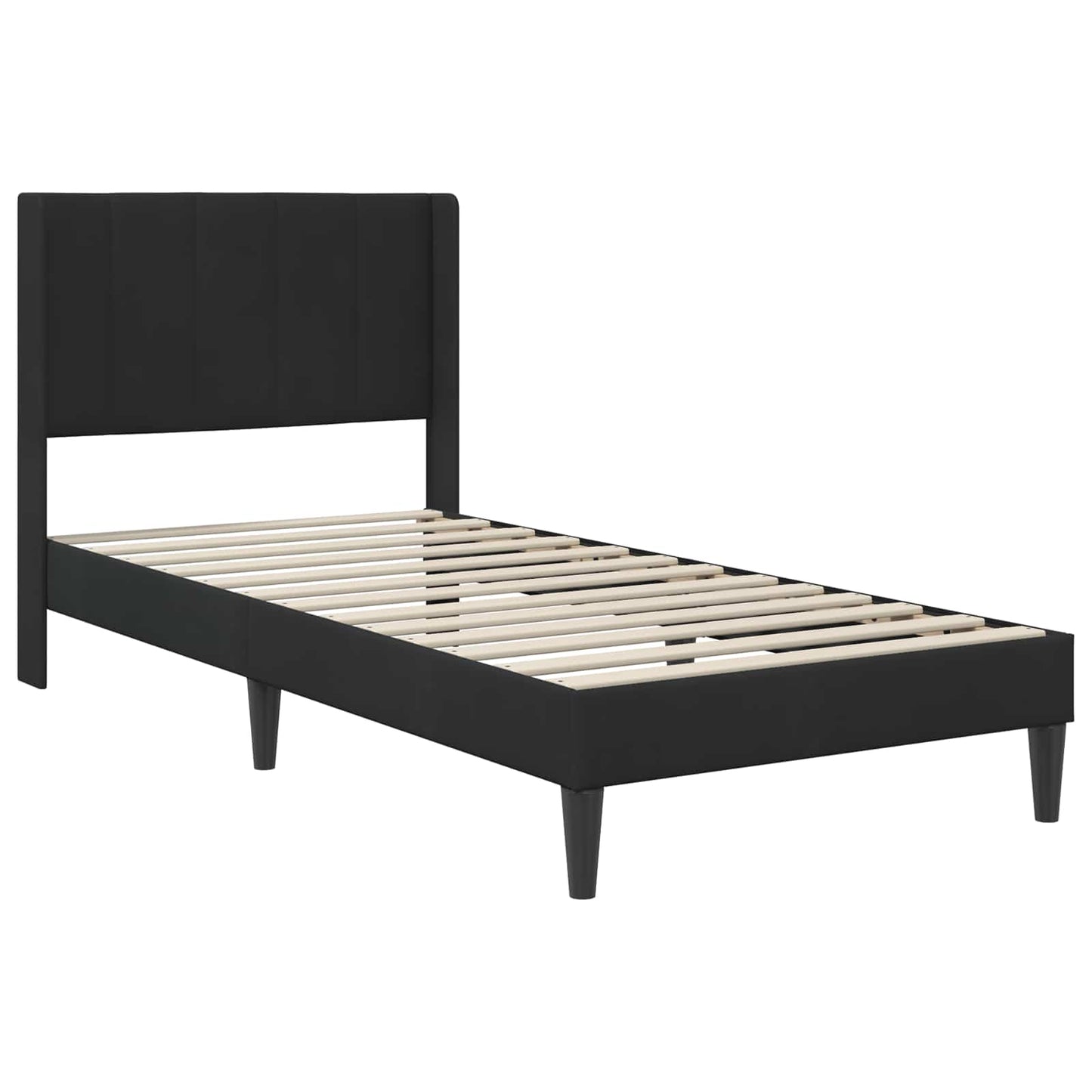 Bed Frame with Mattress with Headboard Black 90 x 190 cm Velvet