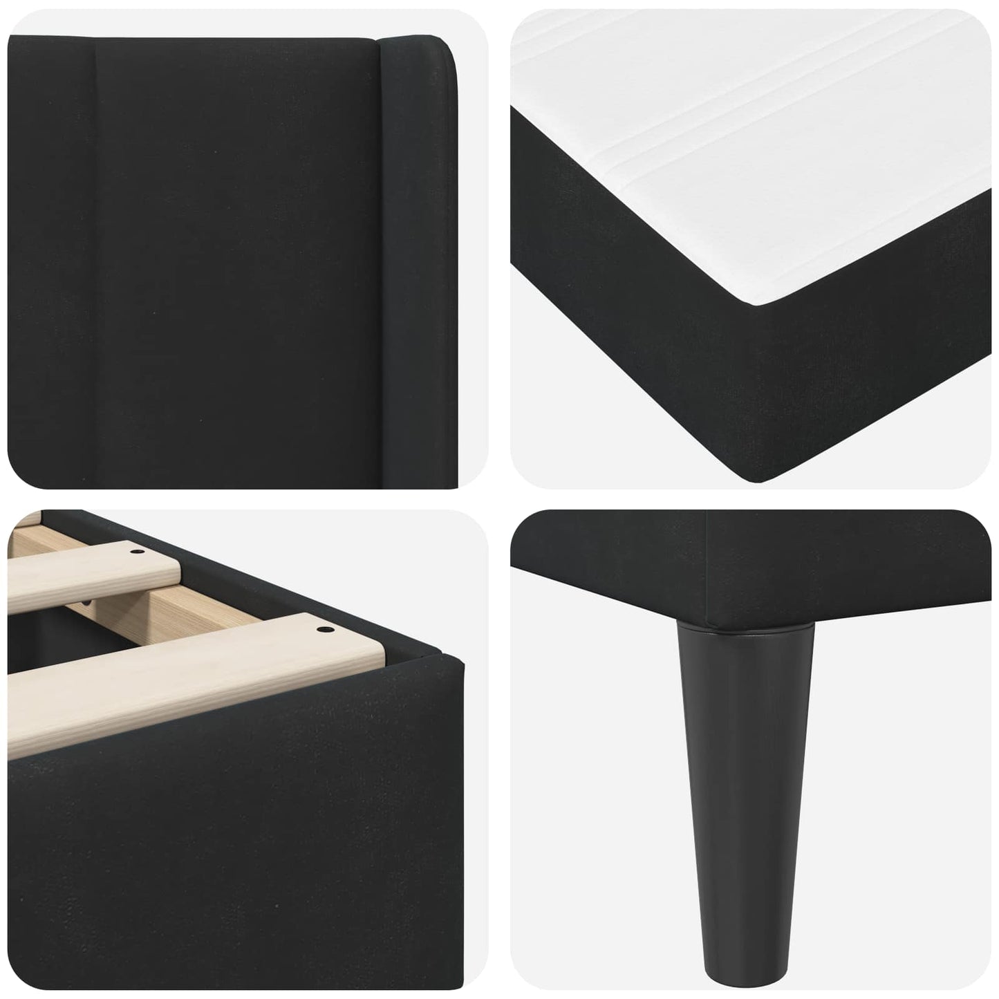 Bed Frame with Mattress Black 180 x 200 cm Velvet