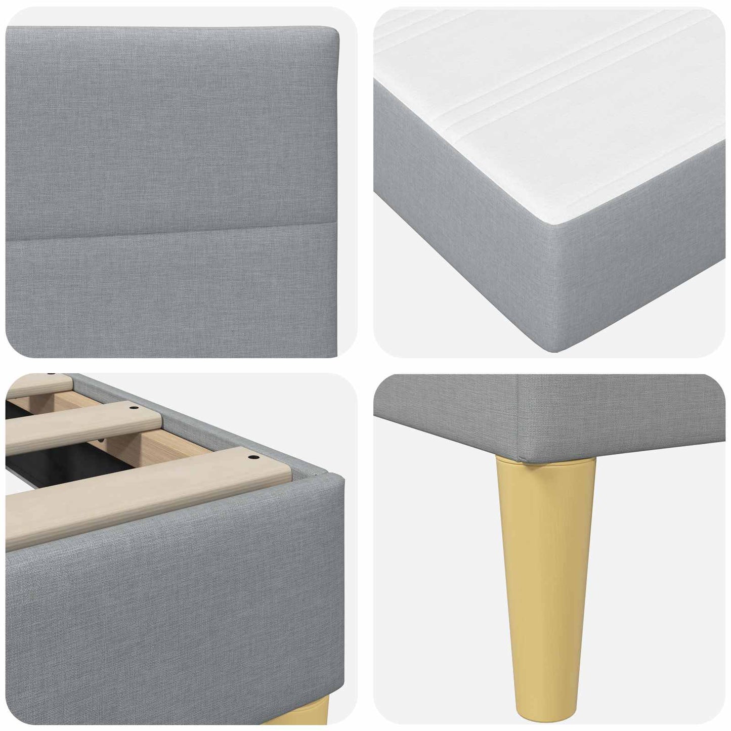 Bed Frame with Mattress Light Grey 90 x 190 cm Fabric
