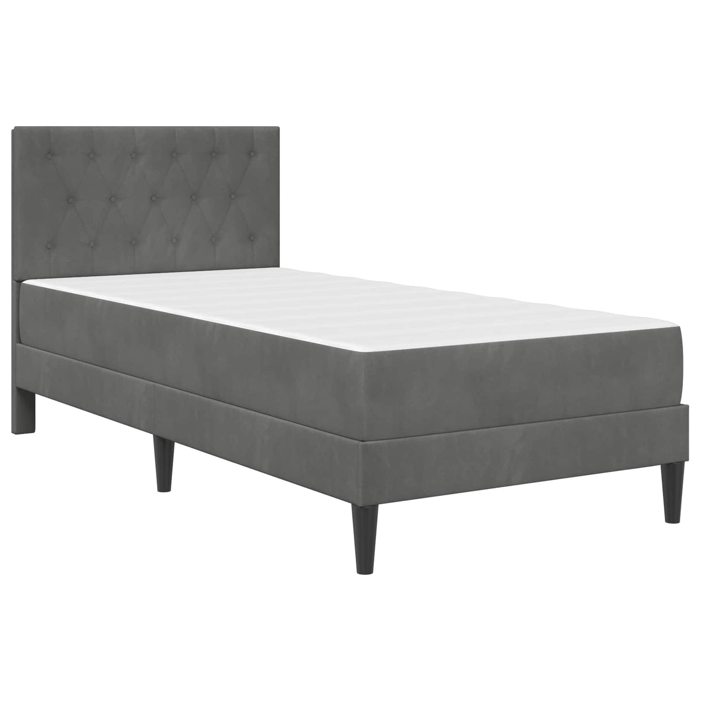 Bed Frame with Mattress Dark Grey 90 x 190 cm Velvet