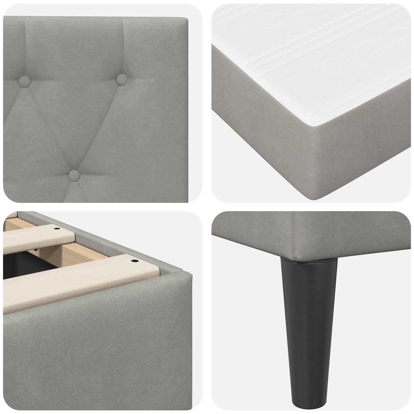 Bed Frame with Mattress Light Grey 180 x 200 cm Velvet