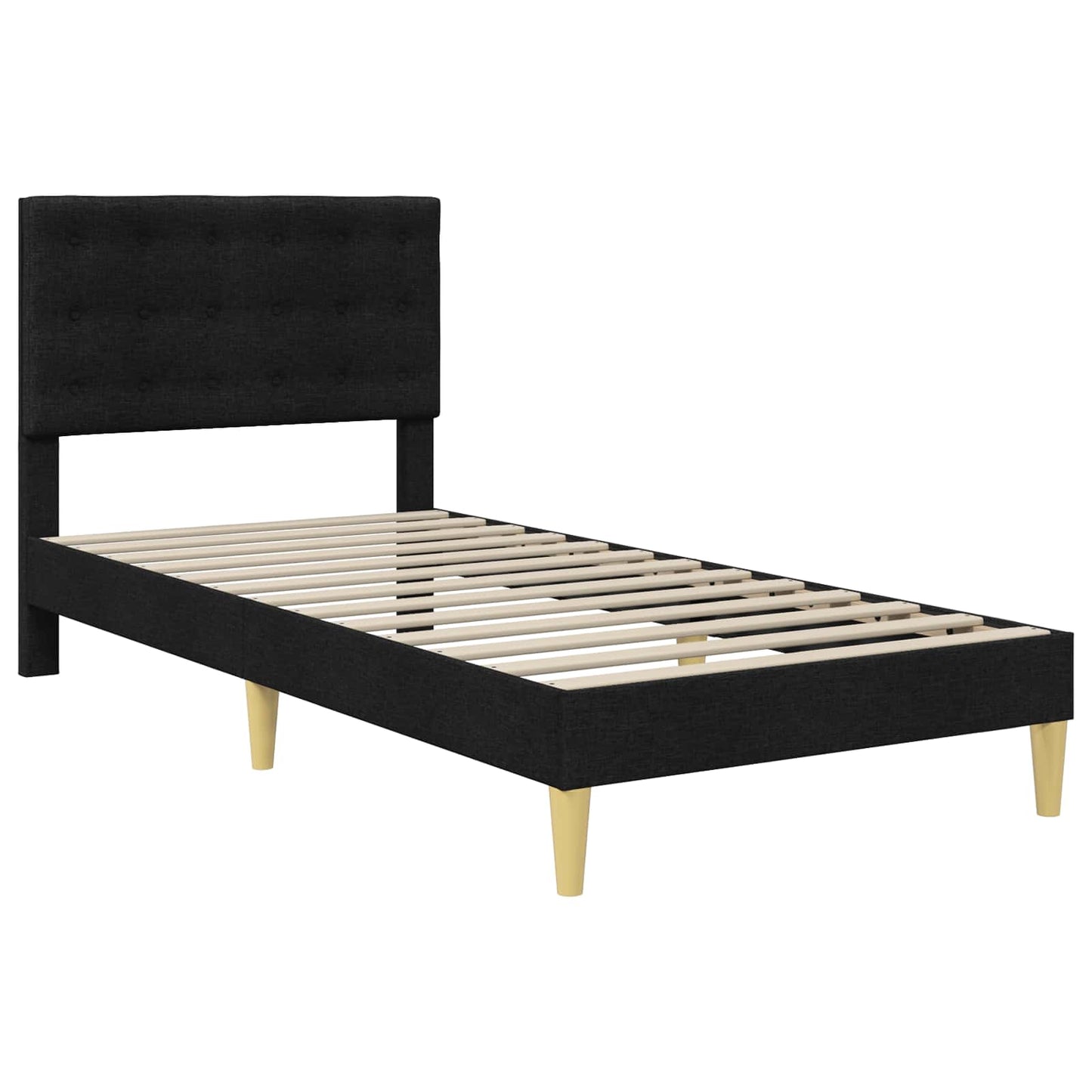 Bed Frame with Mattress with Headboard Black 90 x 190 cm Fabric