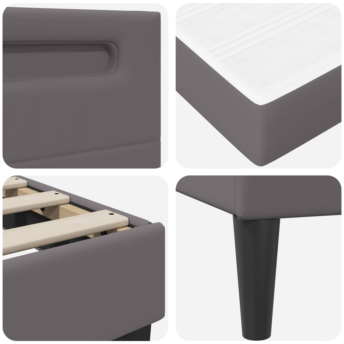 Bed Frame with Mattress Grey 90 x 190 cm Faux Leather