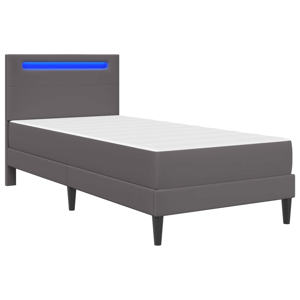 Bed Frame with Mattress Grey 90 x 190 cm Faux Leather