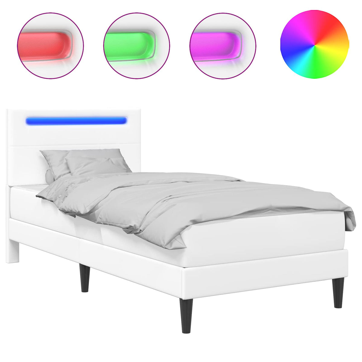 Bed Frame with Mattress White 90 x 190 cm Faux Leather