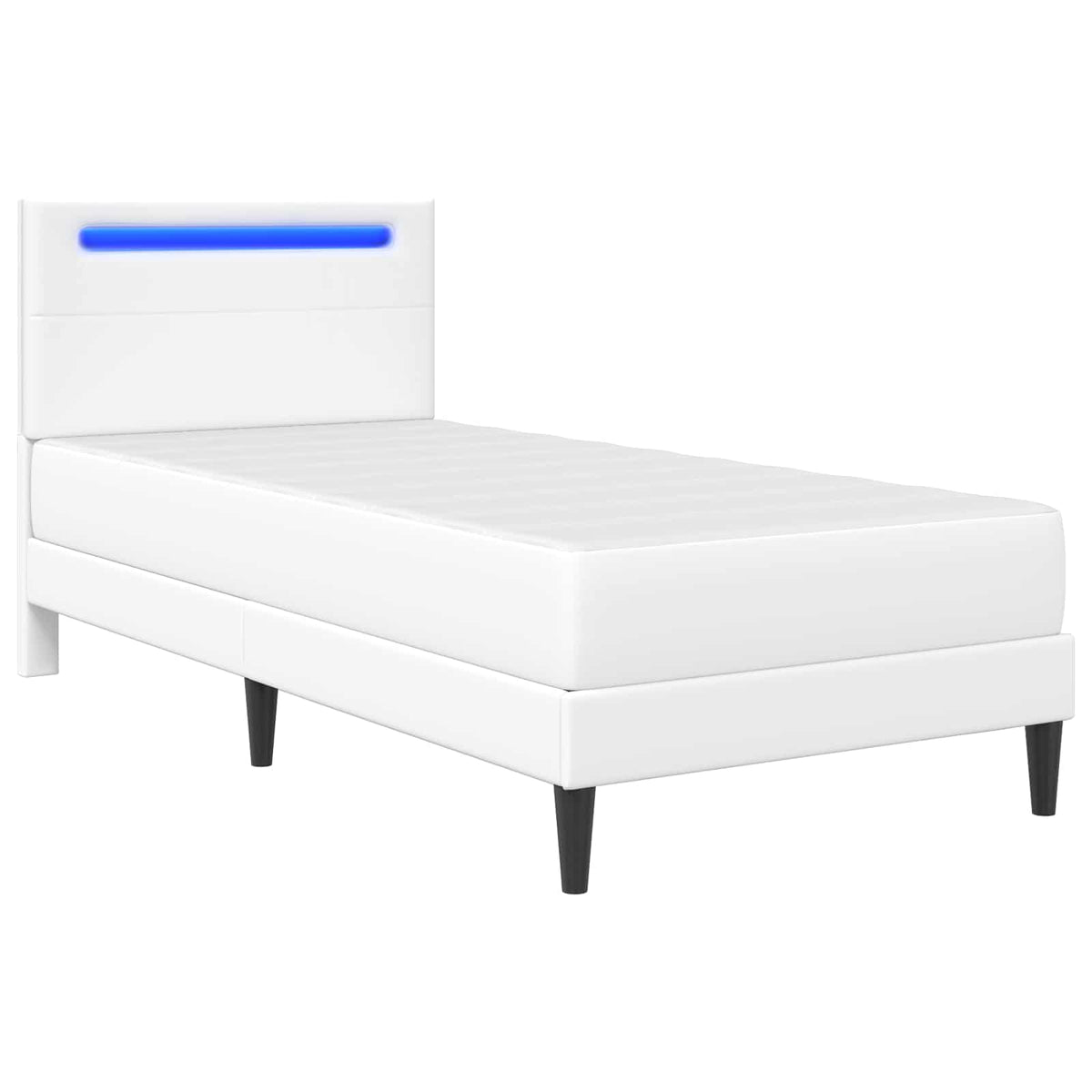 Bed Frame with Mattress White 90 x 190 cm Faux Leather