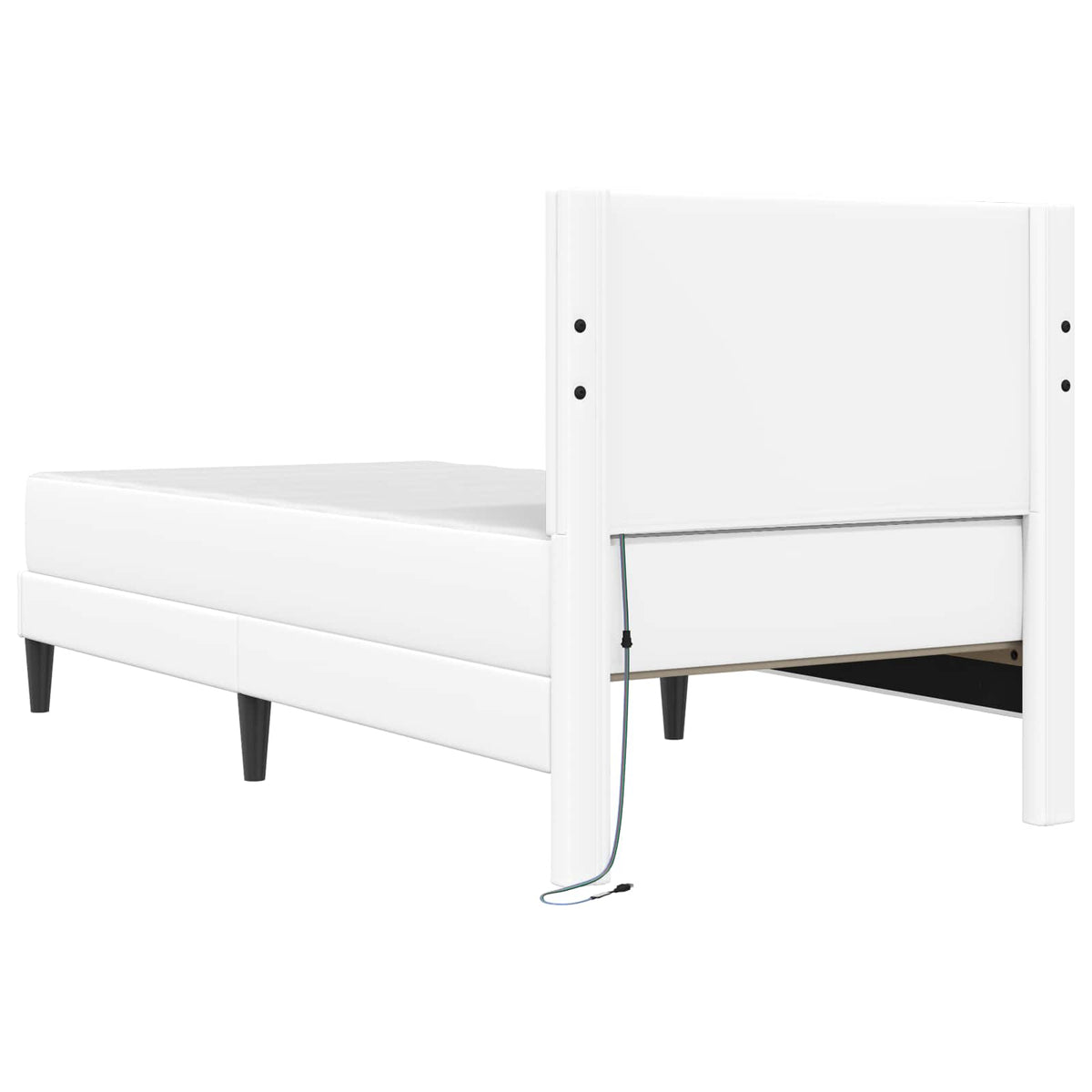 Bed Frame with Mattress White 90 x 190 cm Faux Leather