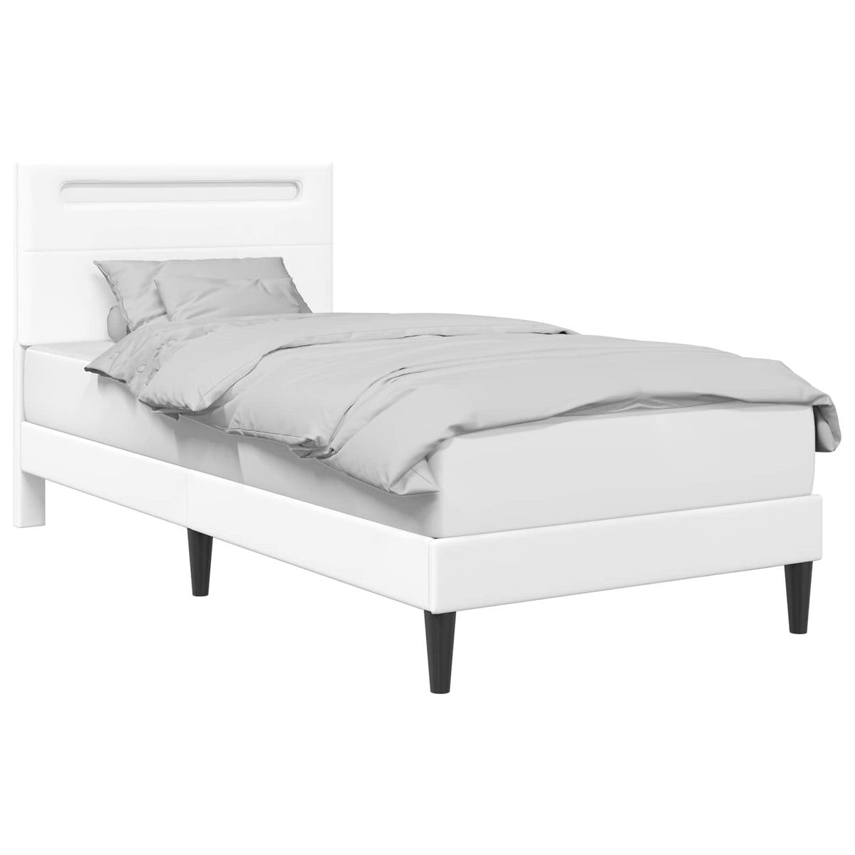 Bed Frame with Mattress White 90 x 190 cm Faux Leather