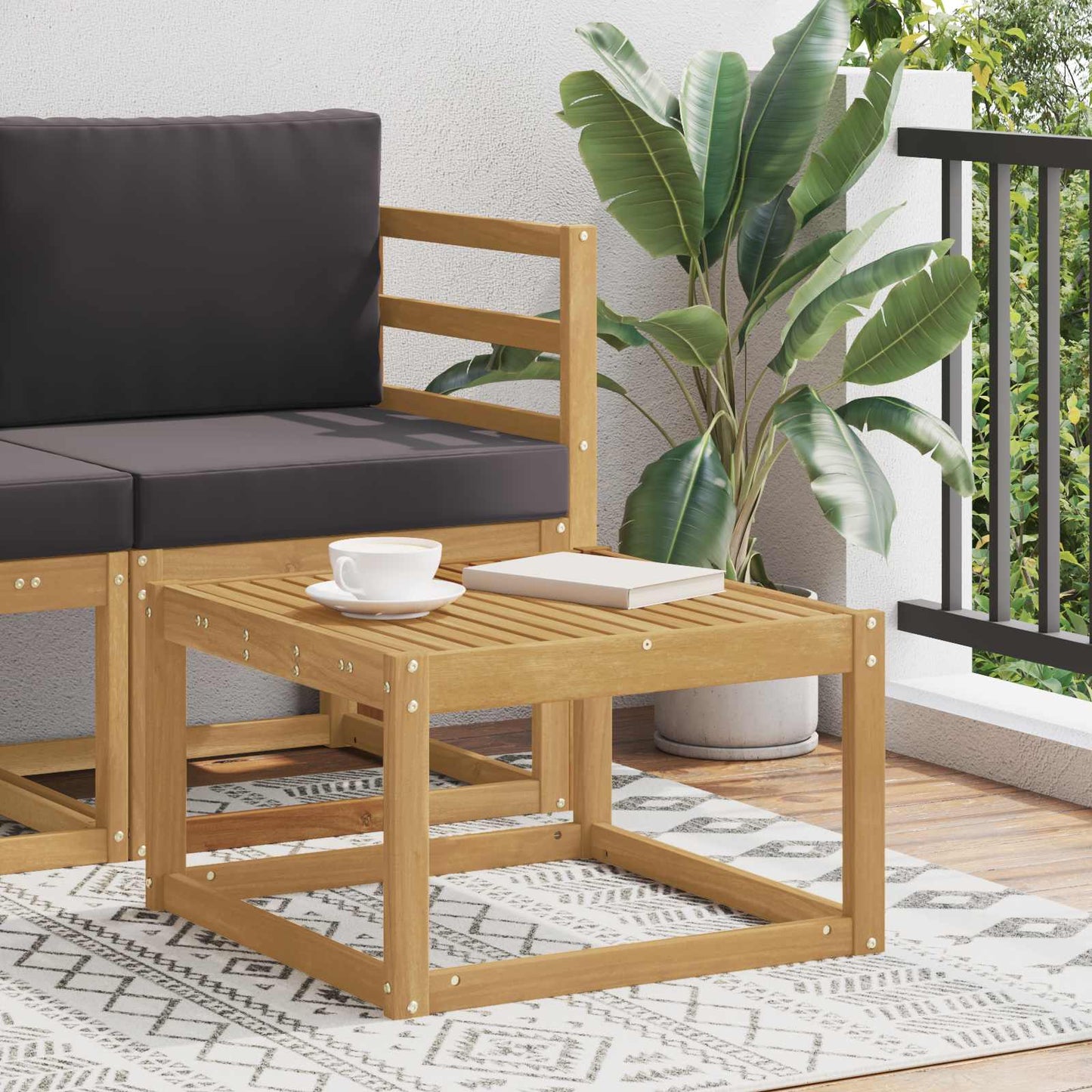 Outdoor Table Solid Acacia Wood White 59 x 59 x 37 cm
