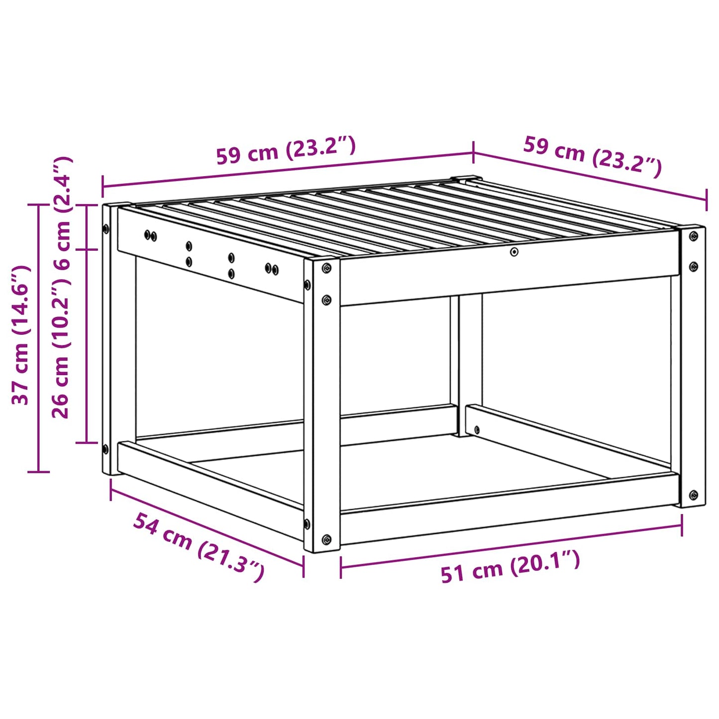 Outdoor Table Solid Acacia Wood White 59 x 59 x 37 cm