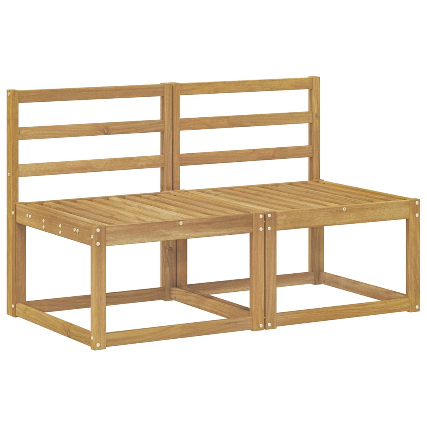 2 Piece Outdoor Middle Sofa Solid Acacia Wood White