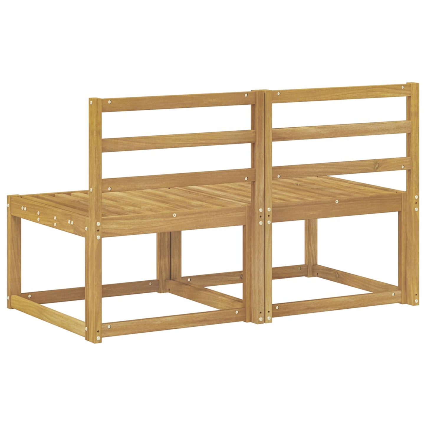2 Piece Outdoor Middle Sofa Solid Acacia Wood White