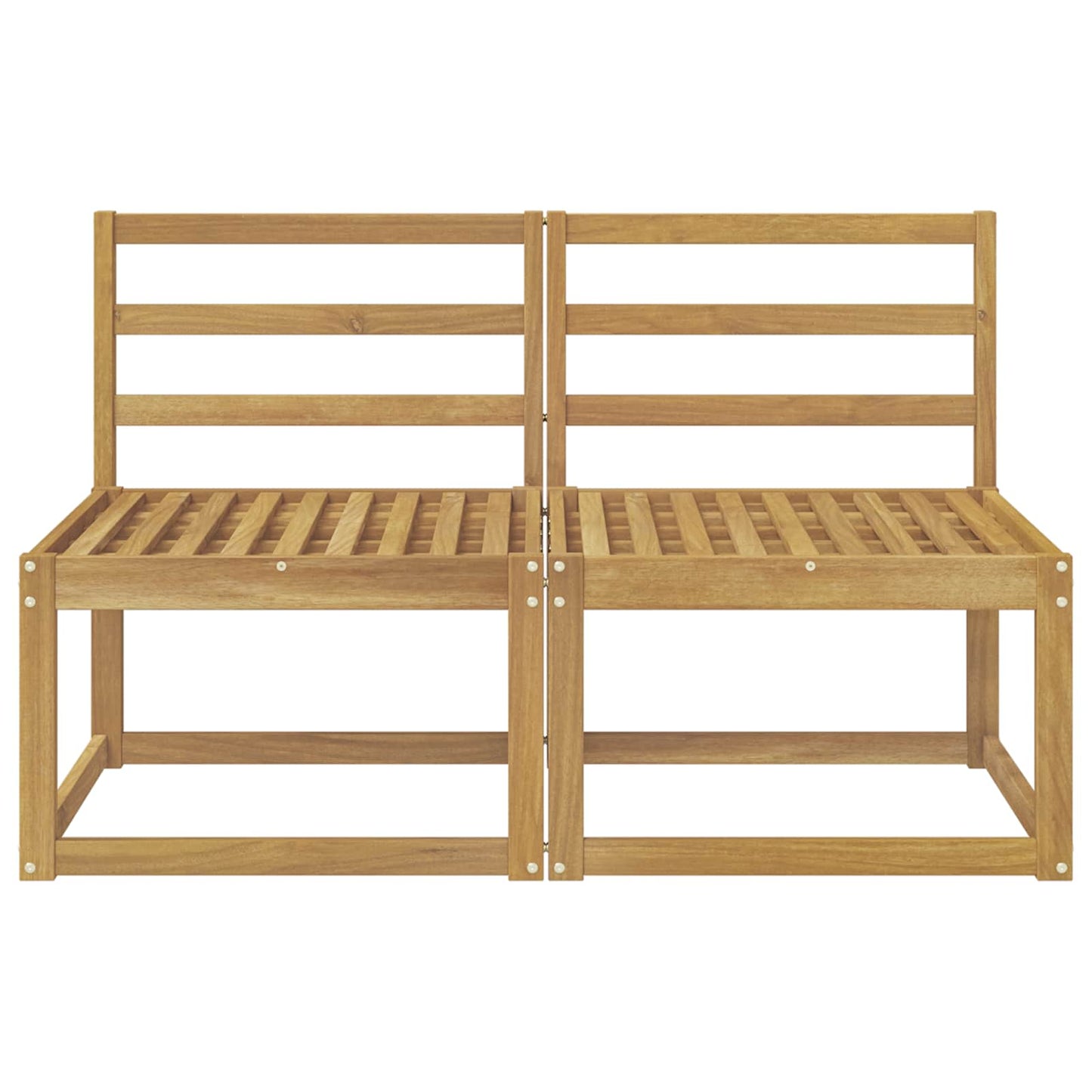 2 Piece Outdoor Middle Sofa Solid Acacia Wood White