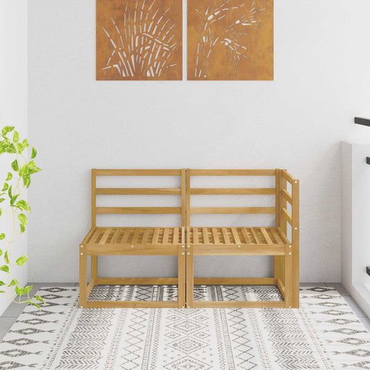 Outdoor Middle and Corner Sofa 2 Piece White Solid Acacia Wood