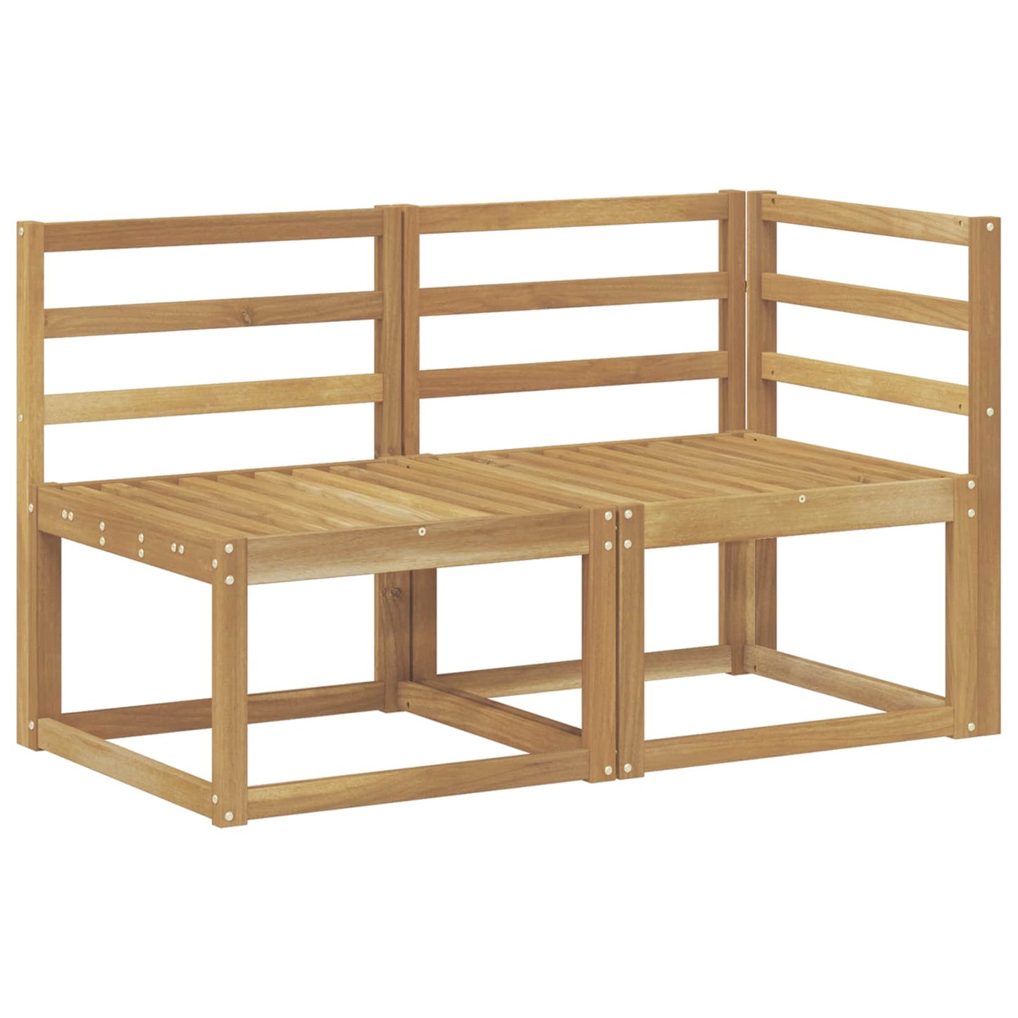 Outdoor Middle and Corner Sofa 2 Piece White Solid Acacia Wood