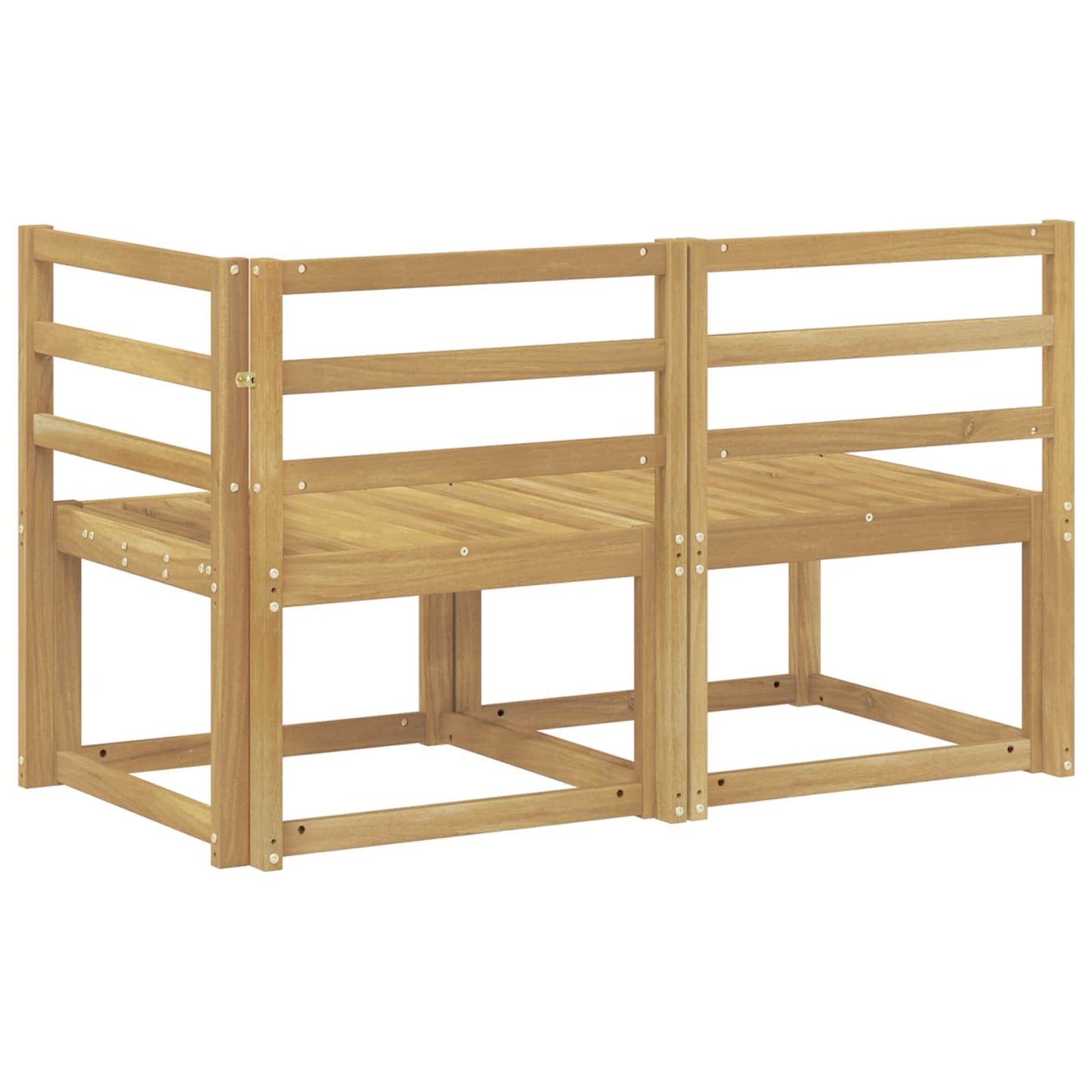Outdoor Middle and Corner Sofa 2 Piece White Solid Acacia Wood