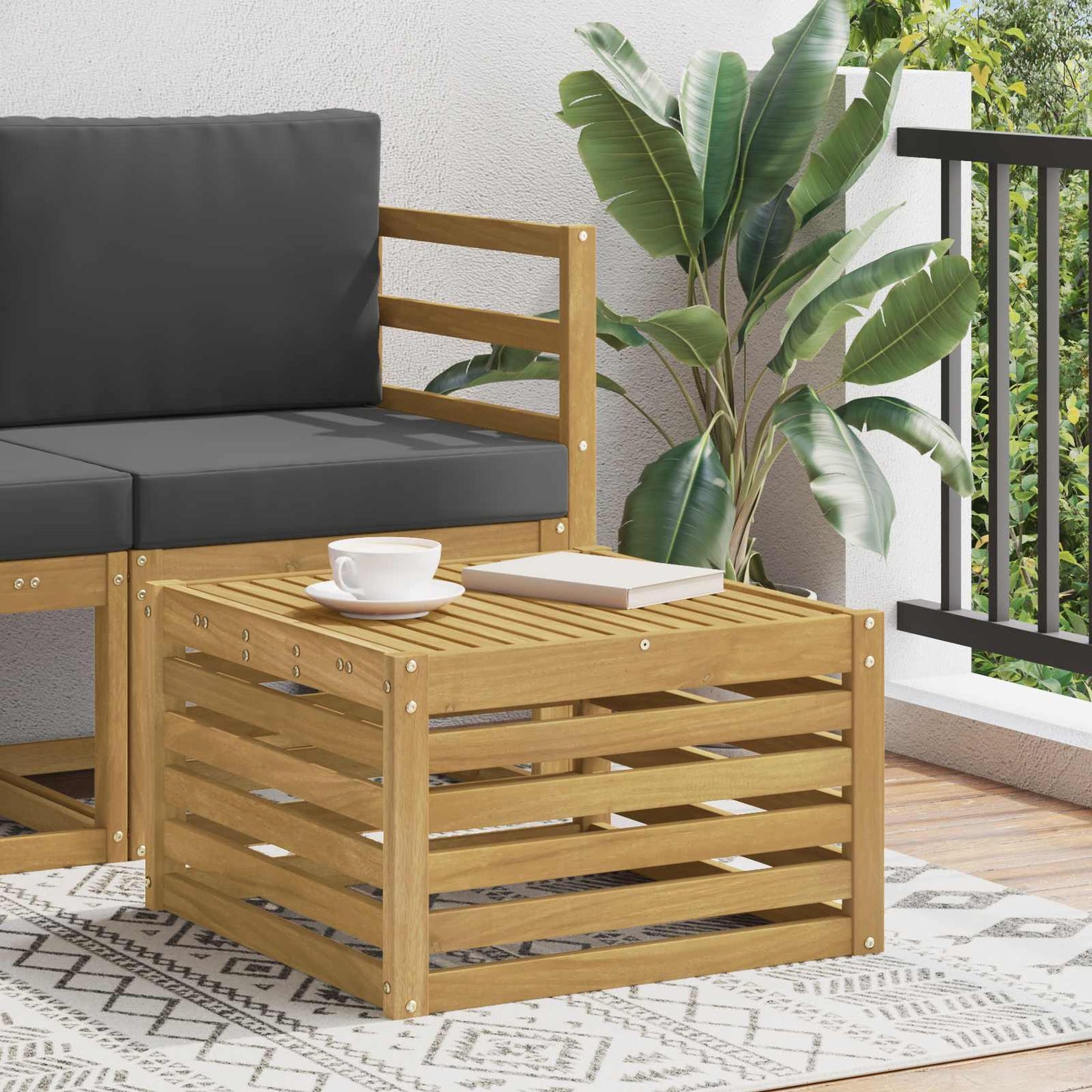 Outdoor Table Solid Acacia Wood White 59 x 59 x 37 cm