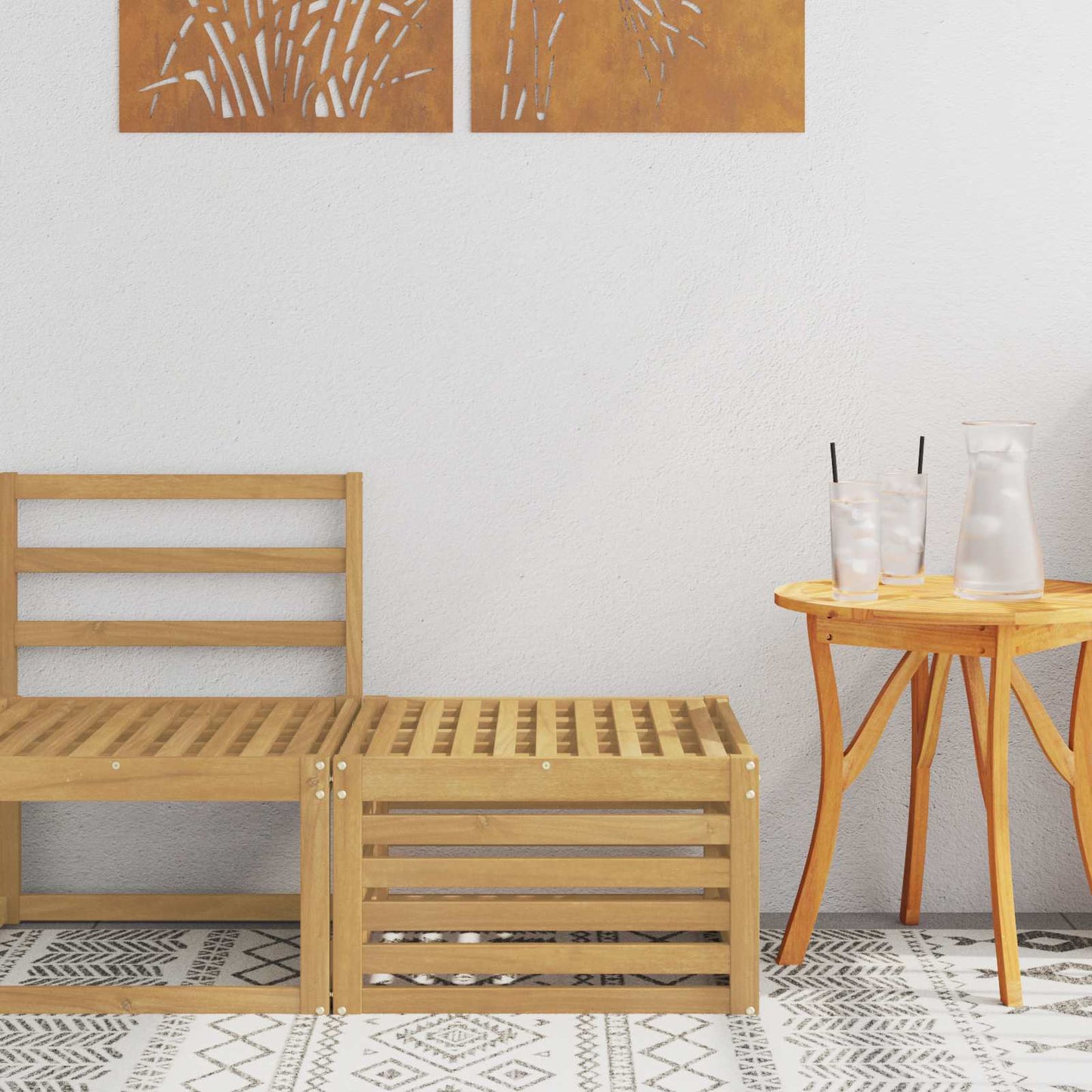 Outdoor Footstool Solid Acacia Wood White 59 x 59 x 37 cm