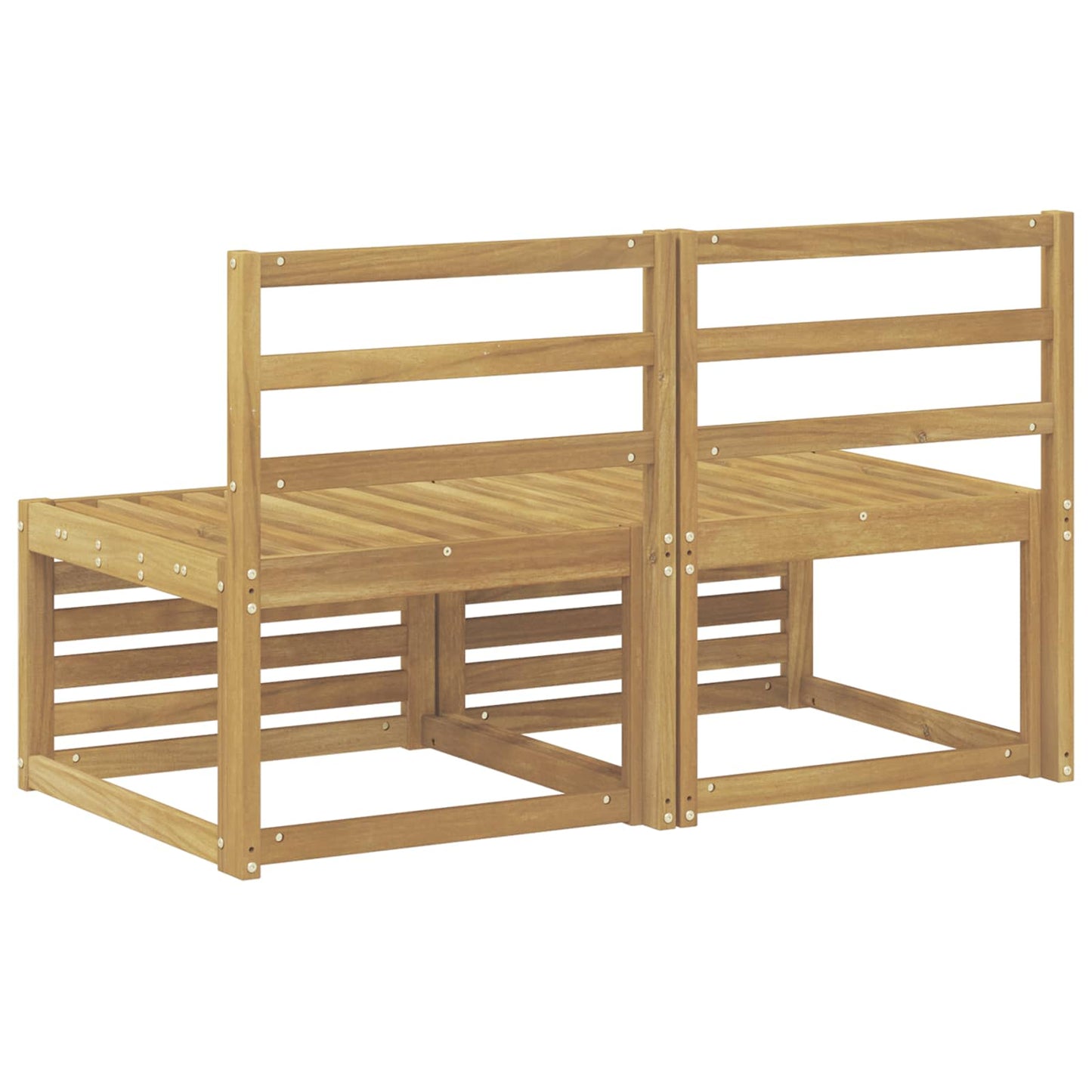 2 Piece Outdoor Middle Sofa Solid Acacia Wood White