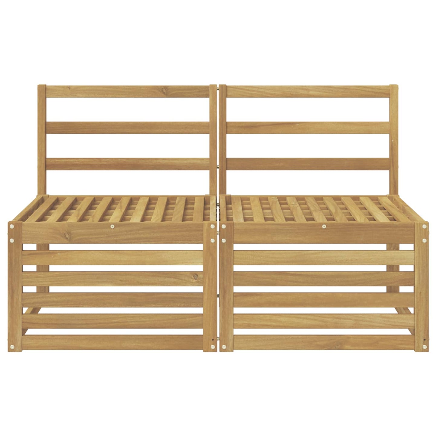 2 Piece Outdoor Middle Sofa Solid Acacia Wood White