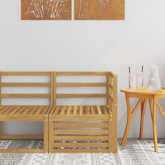 Outdoor Corner Sofa Solid Acacia Wood White 63 x 63 x 73 cm