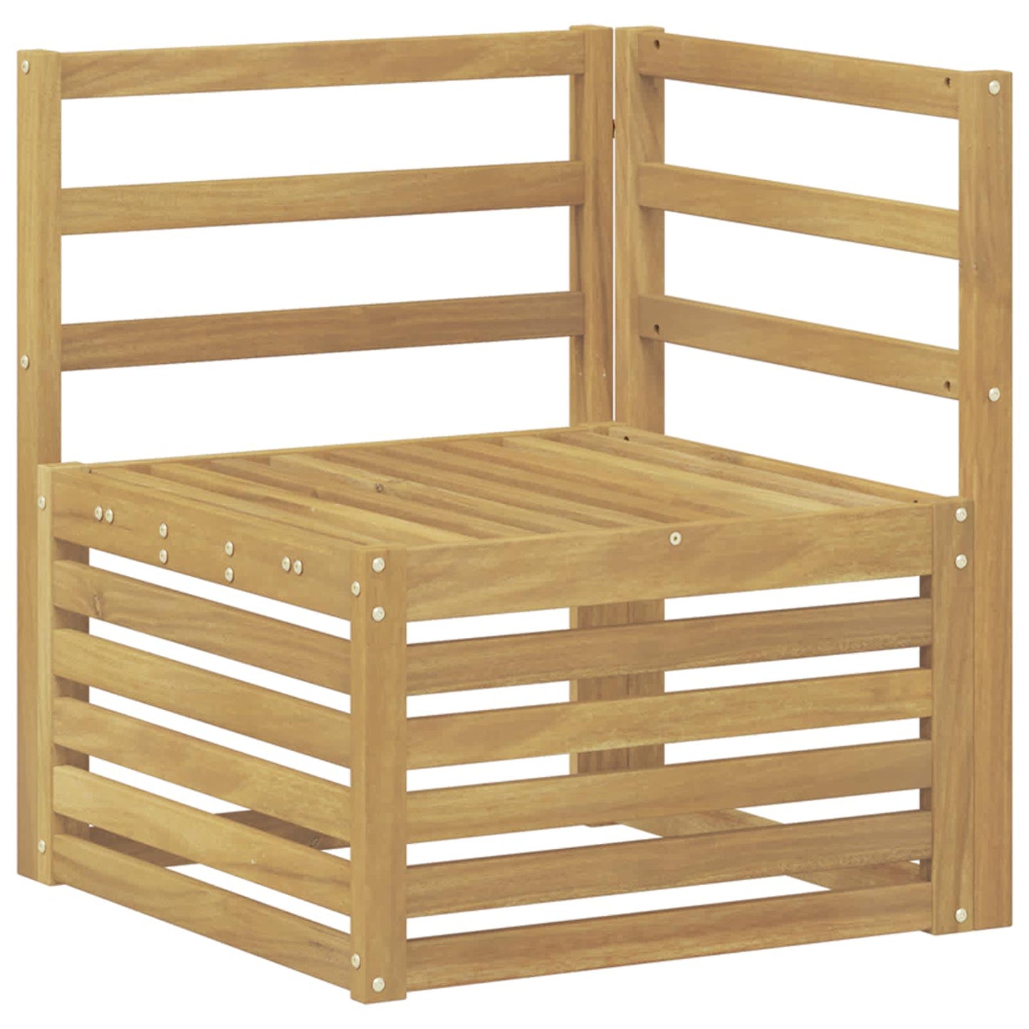 Outdoor Corner Sofa Solid Acacia Wood White 63 x 63 x 73 cm