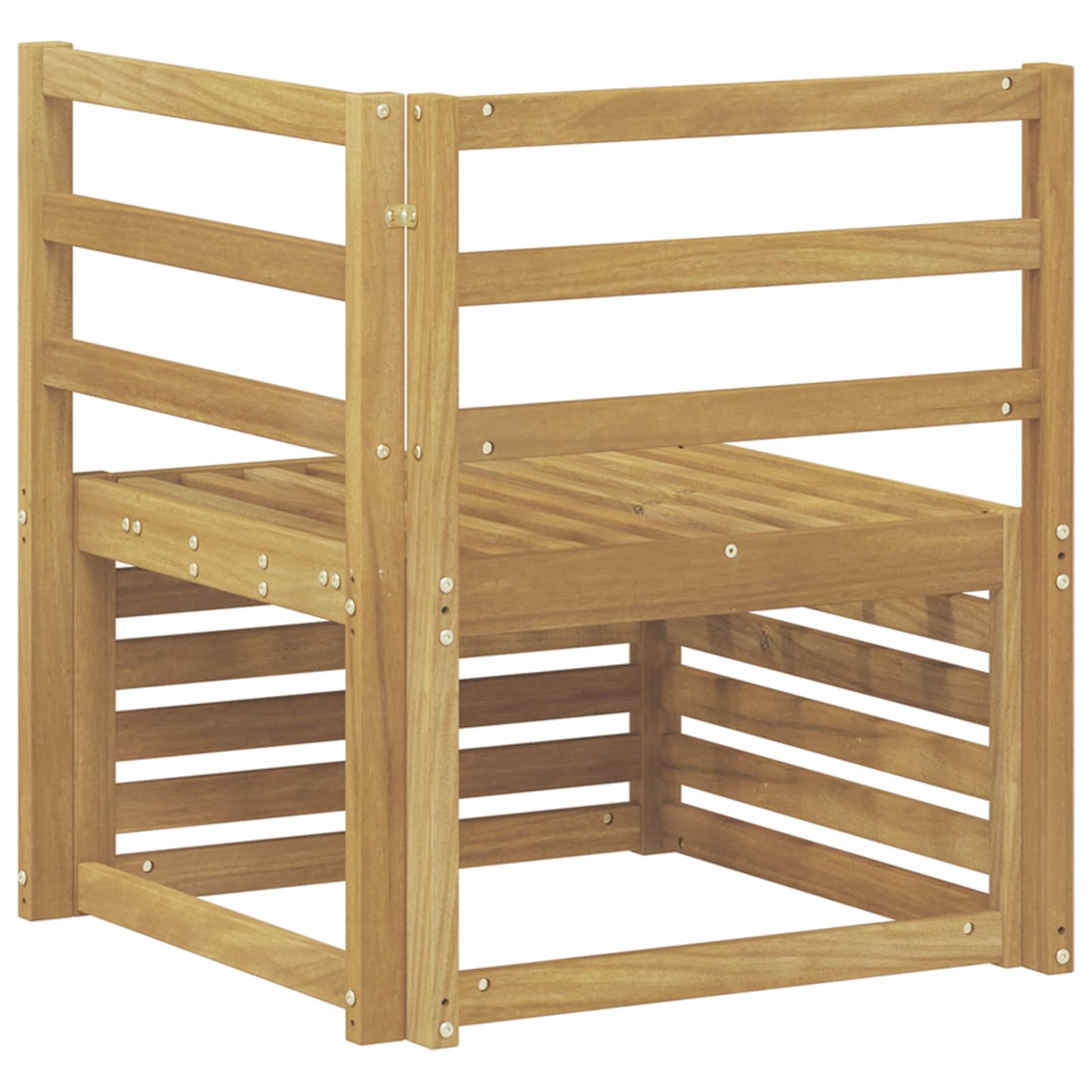 Outdoor Corner Sofa Solid Acacia Wood White 63 x 63 x 73 cm