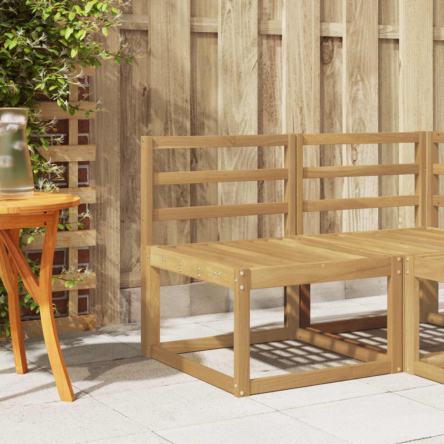 Backrest Module White 59 x 4 x 73 cm Solid Acacia Wood