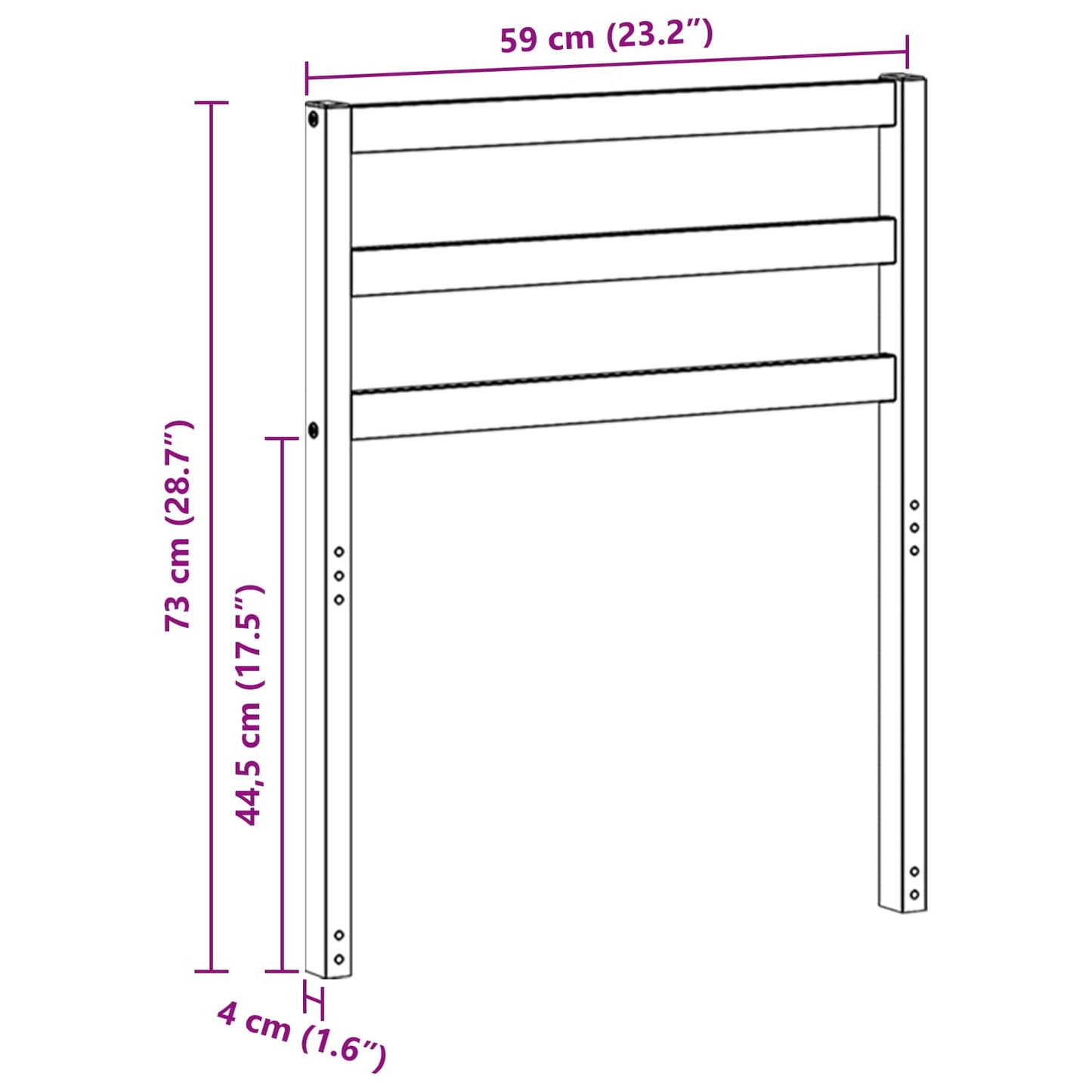 Backrest Module White 59 x 4 x 73 cm Solid Acacia Wood
