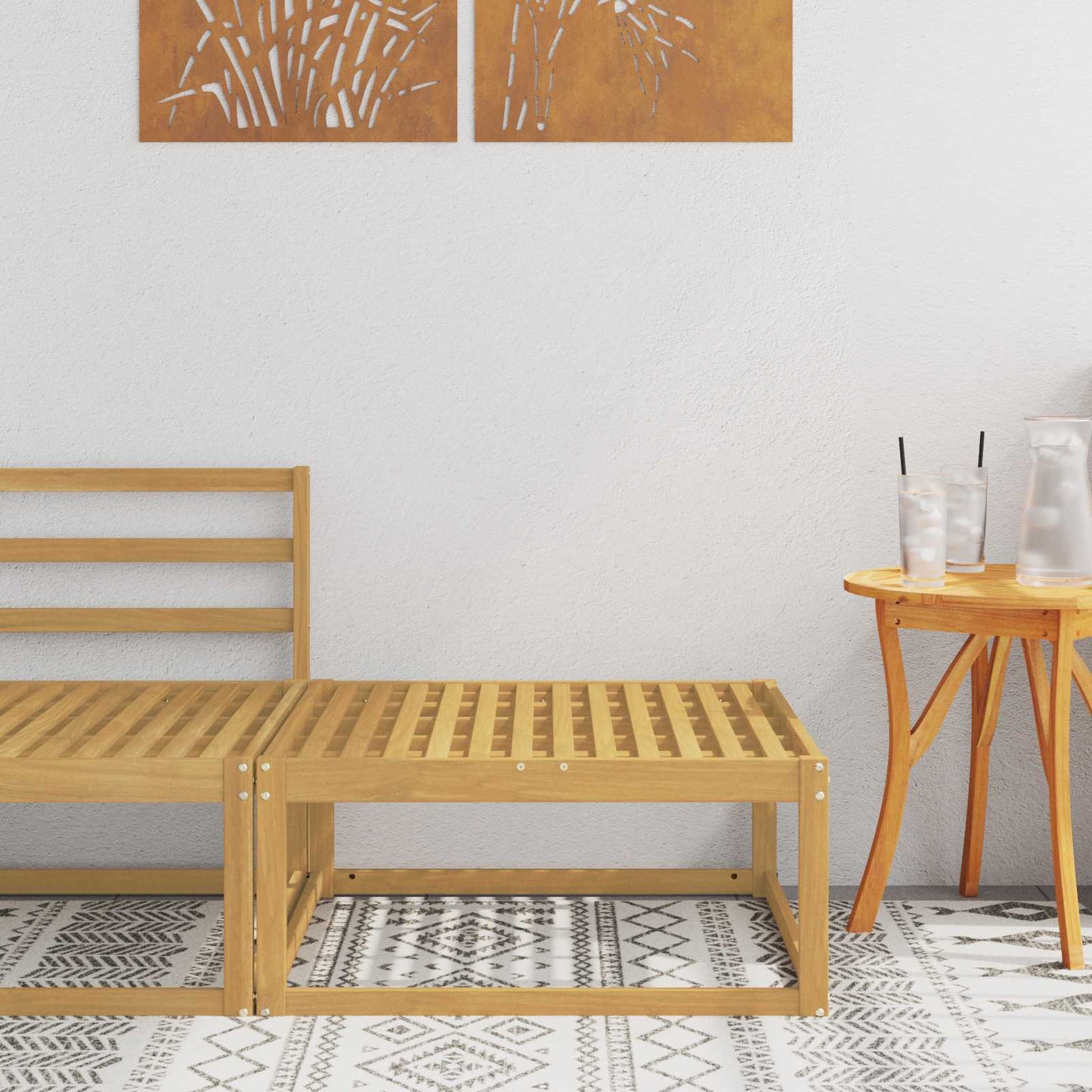 Outdoor Footstool Solid Acacia Wood White 79 x 79 x 37 cm