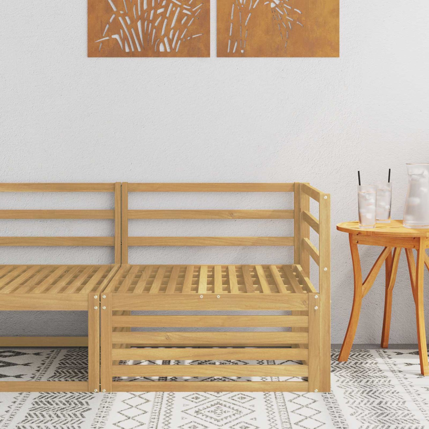 Outdoor Corner Sofa Solid Acacia Wood White 83 x 83 x 73 cm