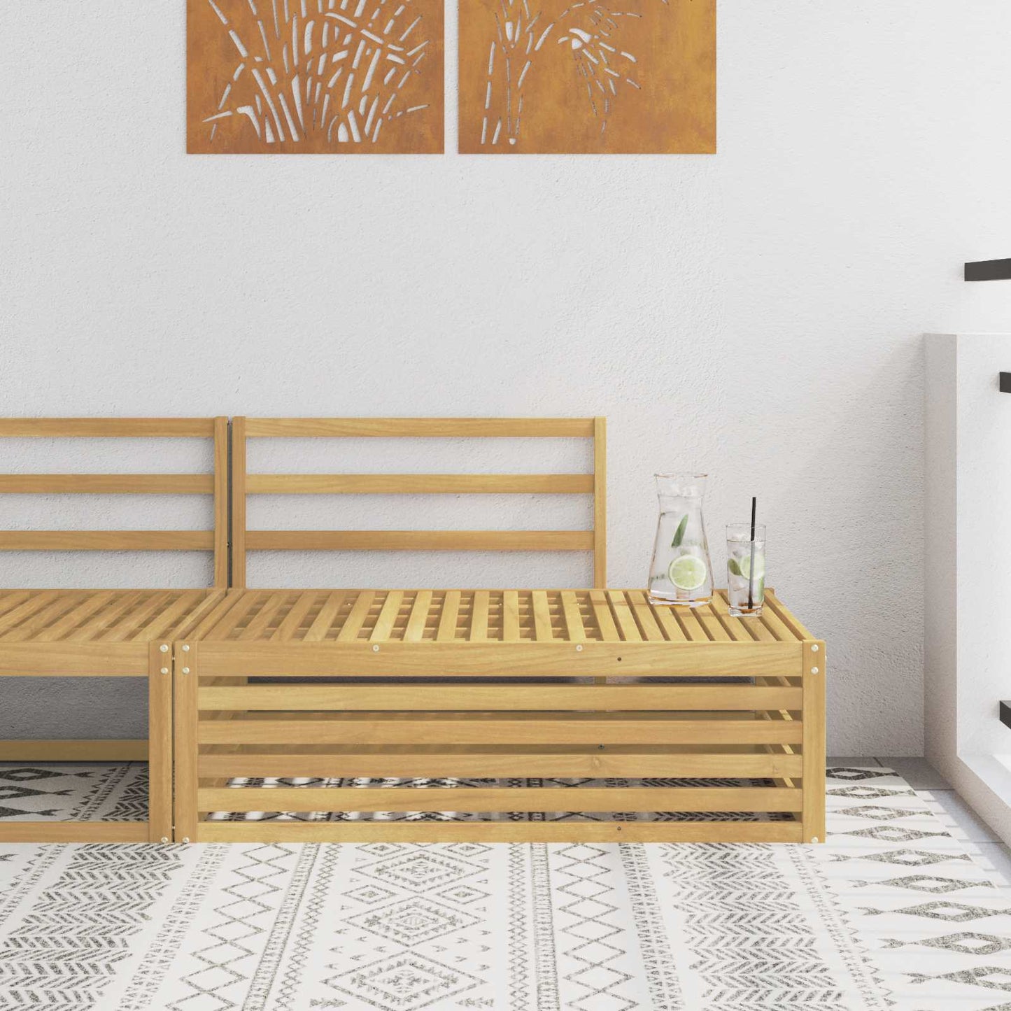 Outdoor End sofa White 115 x 83 x 73 cm Solid Acacia Wood