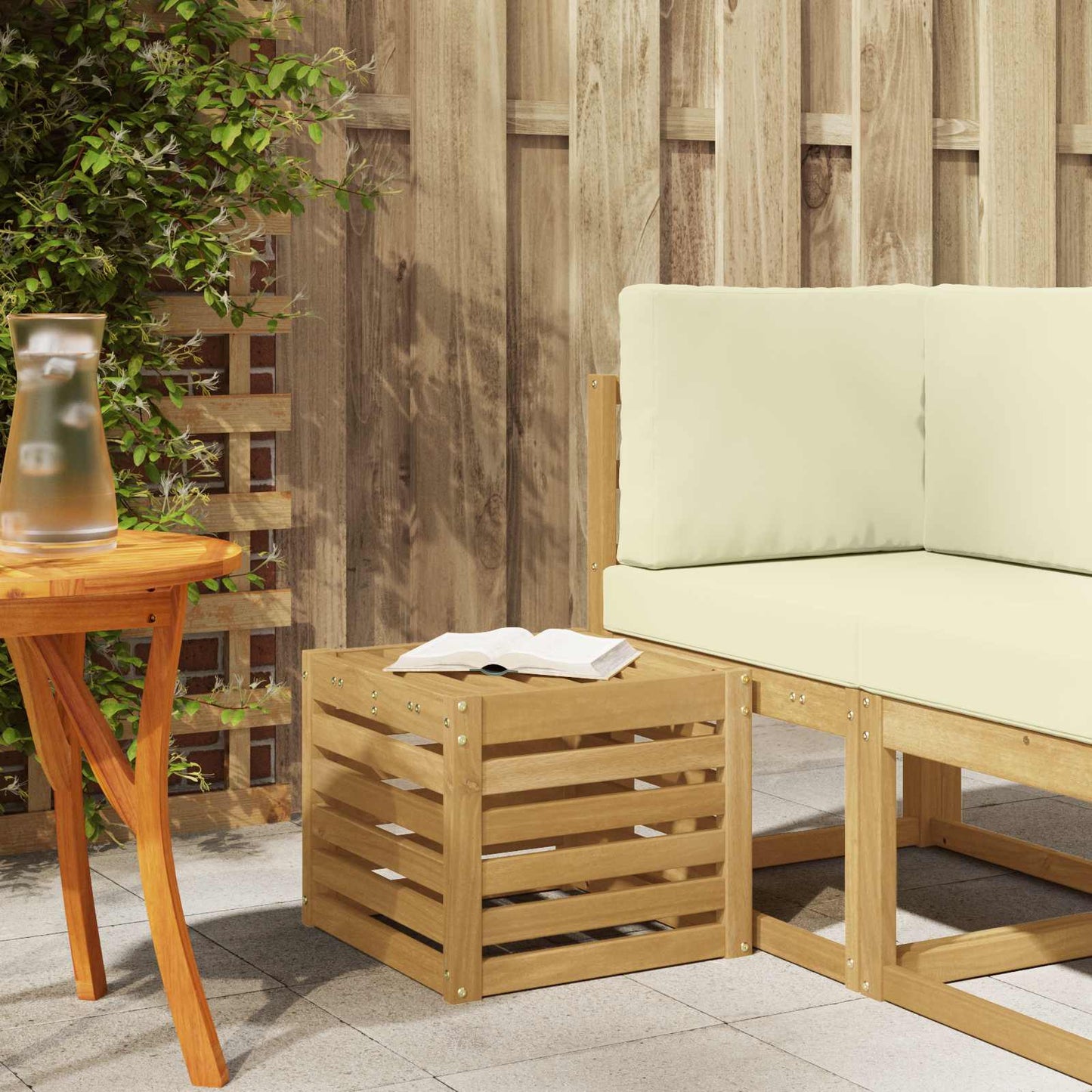 Outdoor Sofa Set White 35 x 38 x 37 cm Solid Acacia Wood