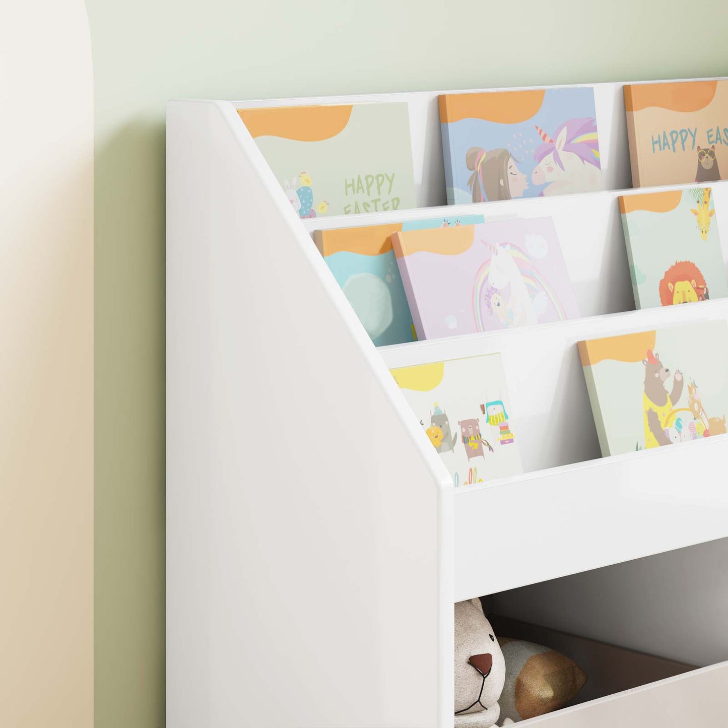 Kids Bookshelf High Gloss White 72.5 x 29.5 x 69 cm