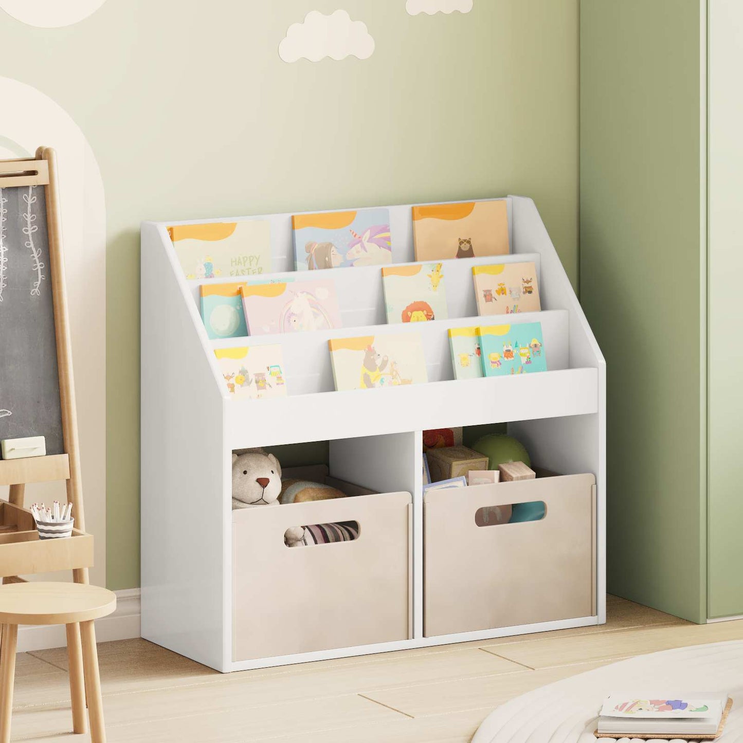 Kids Bookshelf High Gloss White 72.5 x 29.5 x 69 cm