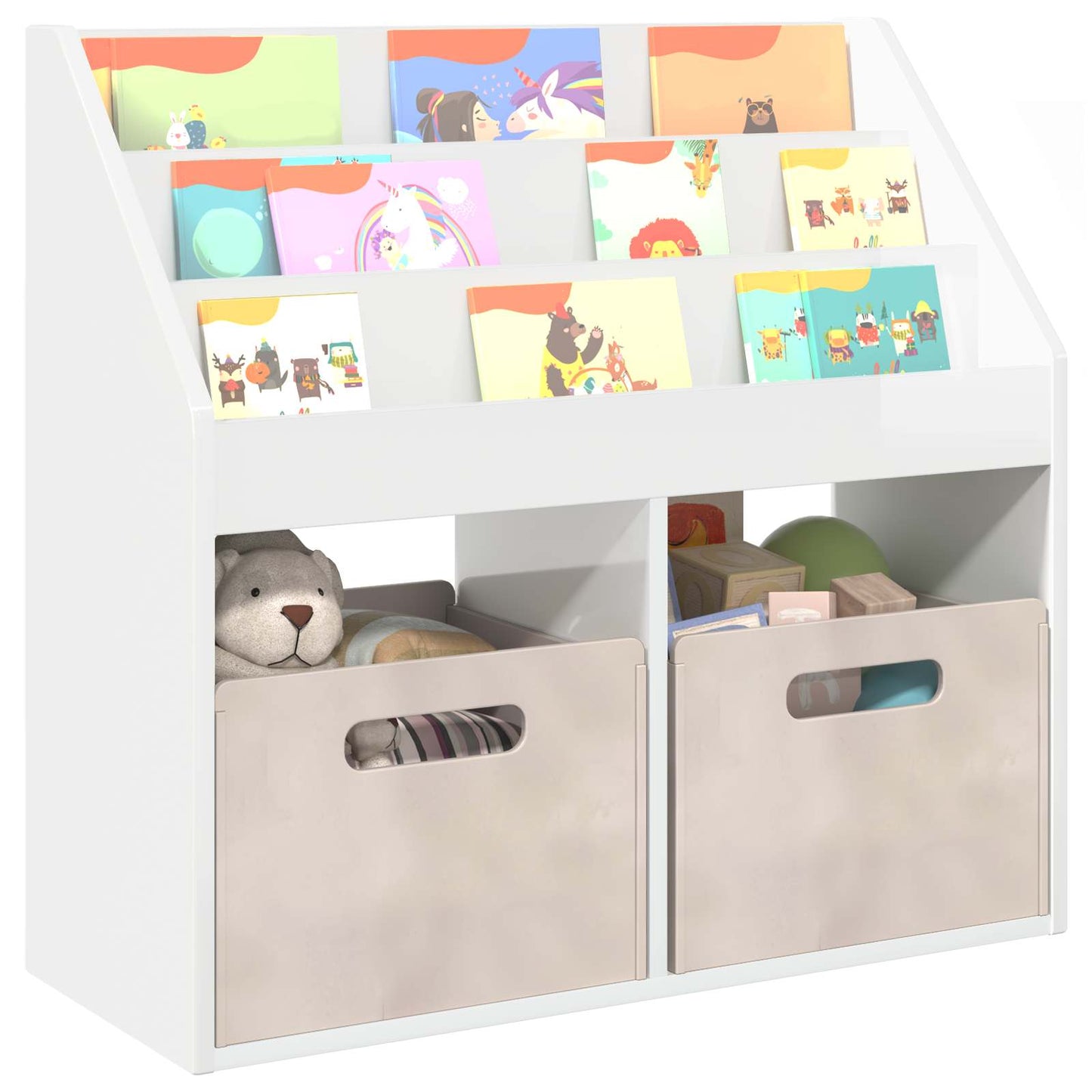 Kids Bookshelf High Gloss White 72.5 x 29.5 x 69 cm