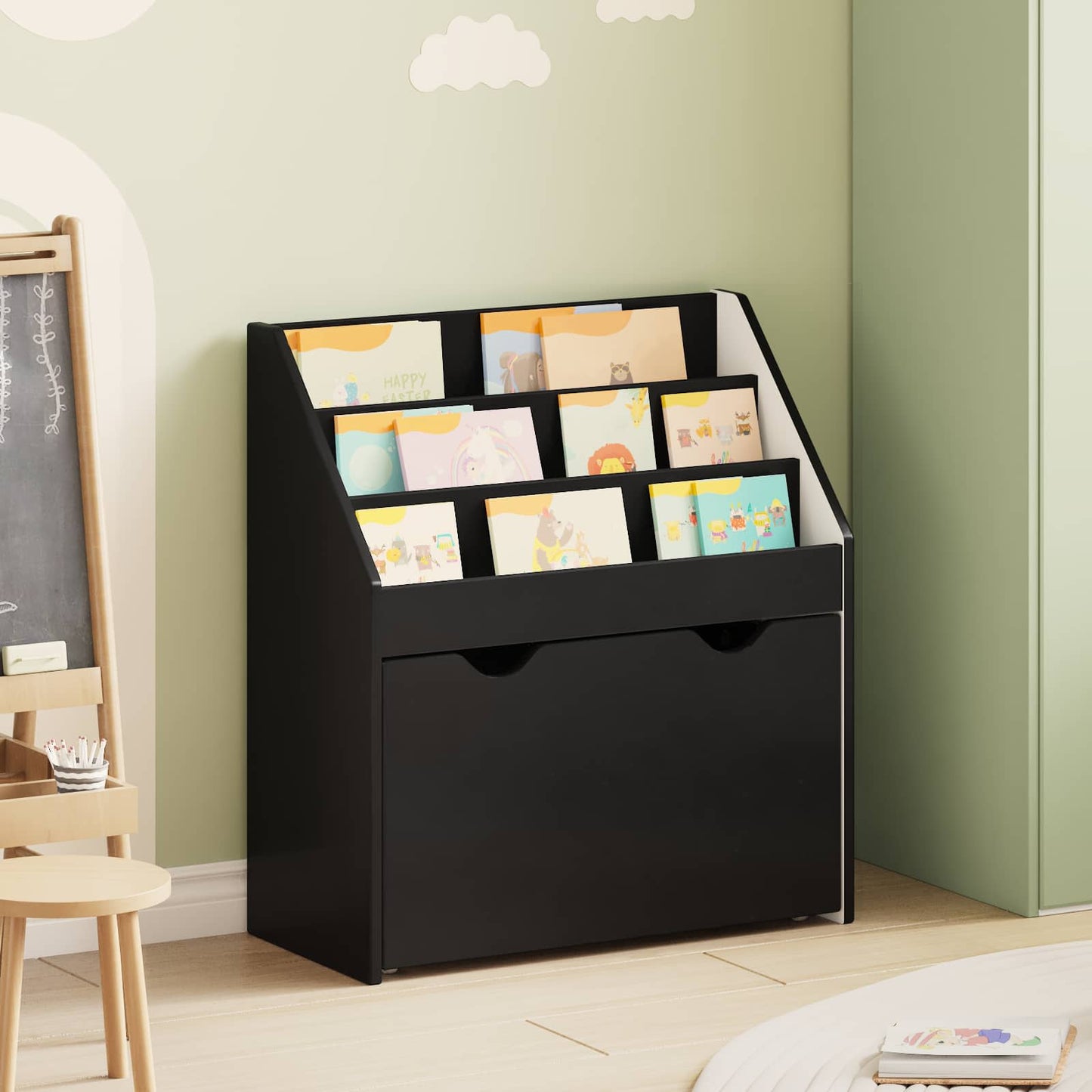 Kids Bookshelf Black 60 x 29.5 x 69 cm Engineered Wood