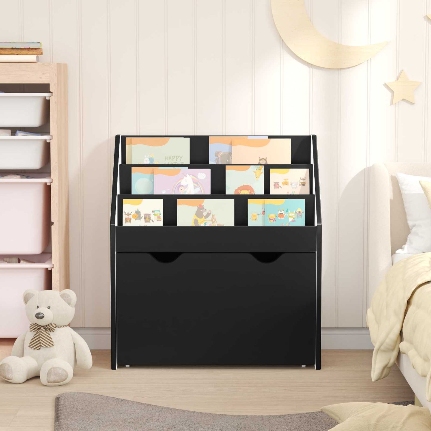 Kids Bookshelf Black 60 x 29.5 x 69 cm Engineered Wood
