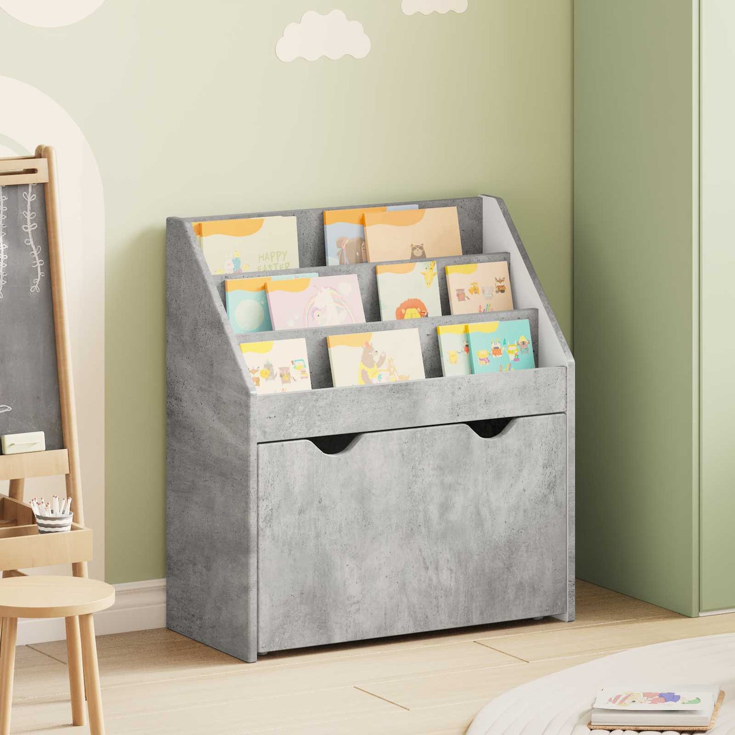 Kids Bookshelf Concrete Grey 60 x 29.5 x 69 cm Engineered Wood