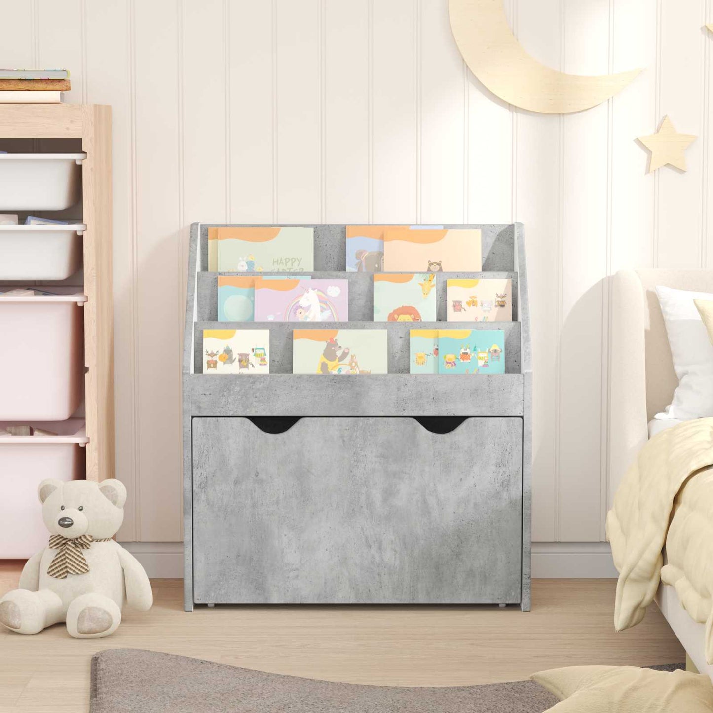 Kids Bookshelf Concrete Grey 60 x 29.5 x 69 cm Engineered Wood