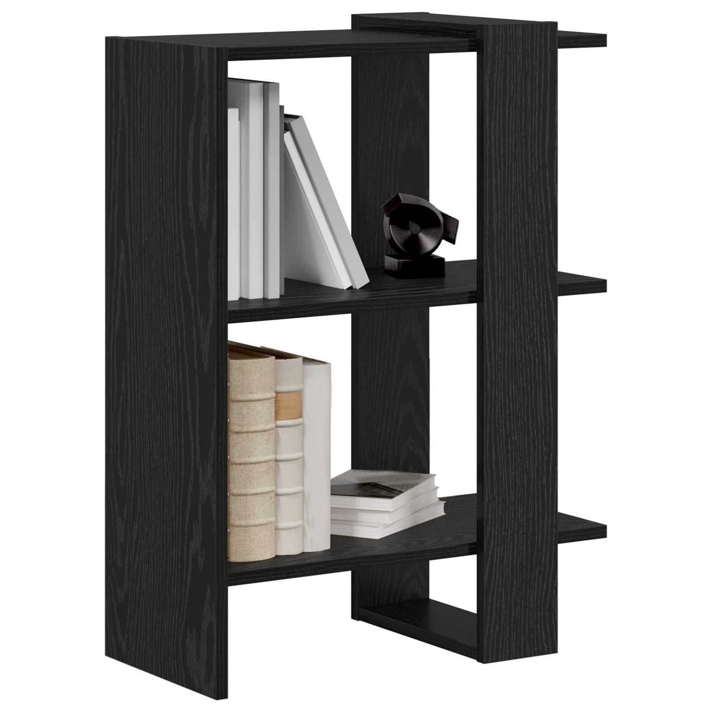 Bookshelf 2-Tier 52 x 25 x 71.5 cm Engineered Wood Black Oak