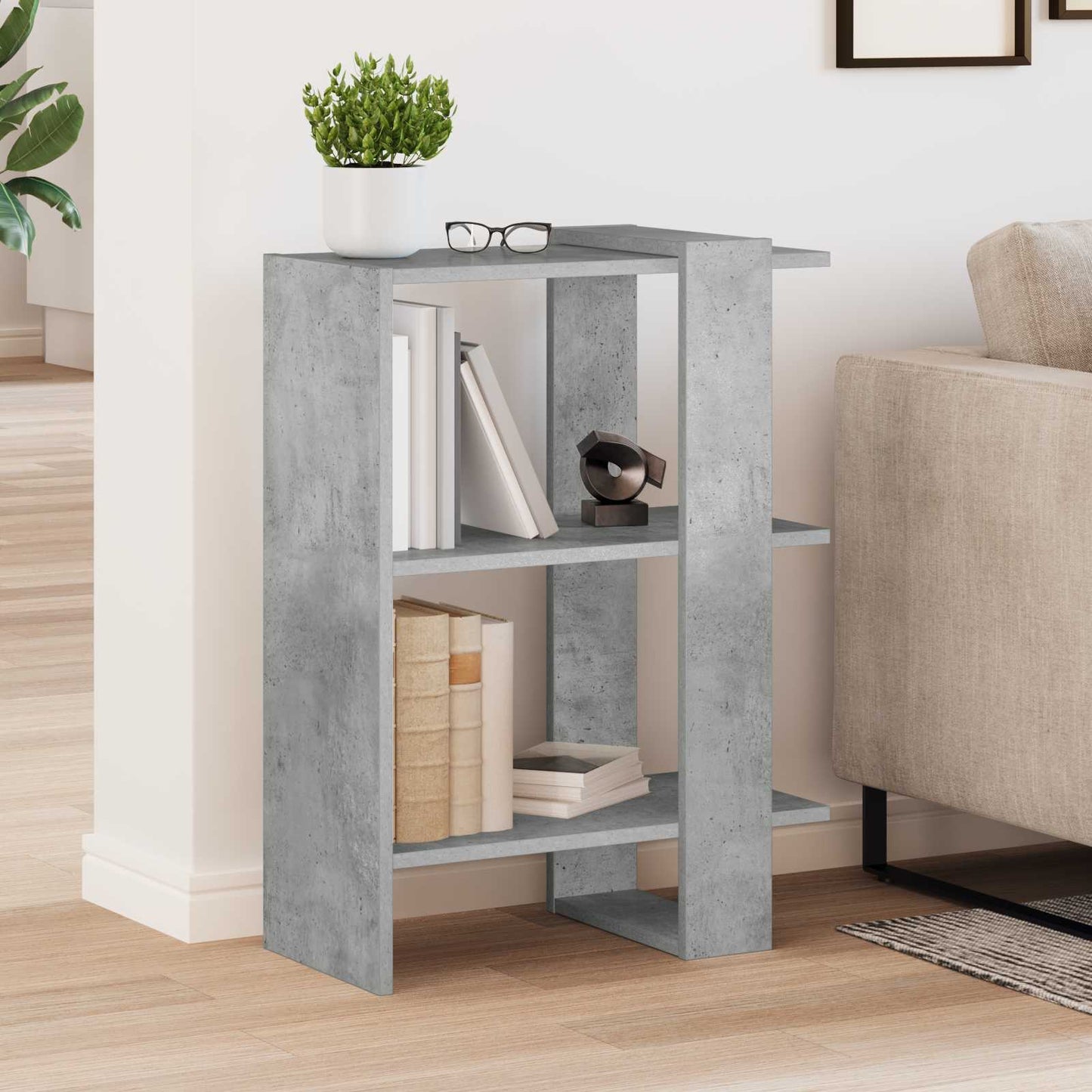 Bookshelf Concrete Grey 52 x 25 x 71.5 cm Engineered Wood