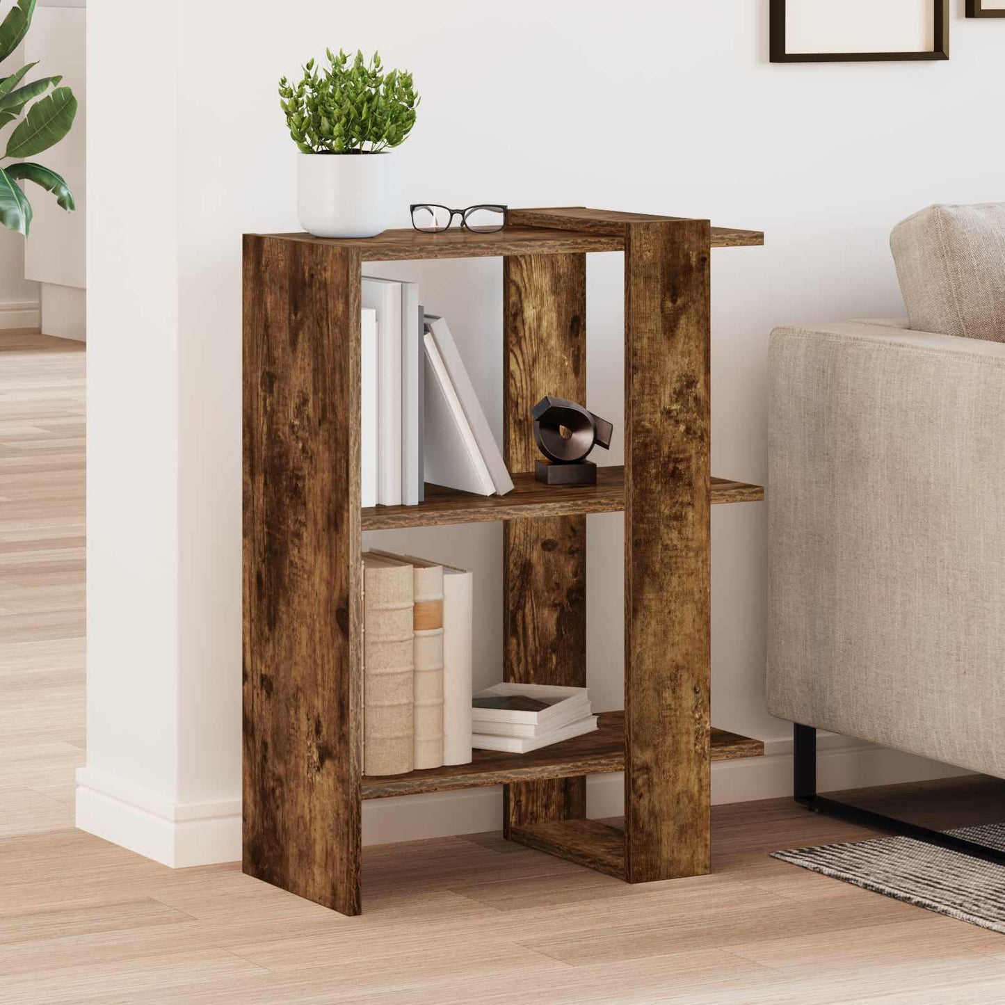 Bookshelf Smoked Oak 52 x 25 x 71.5 cm Engineered Wood