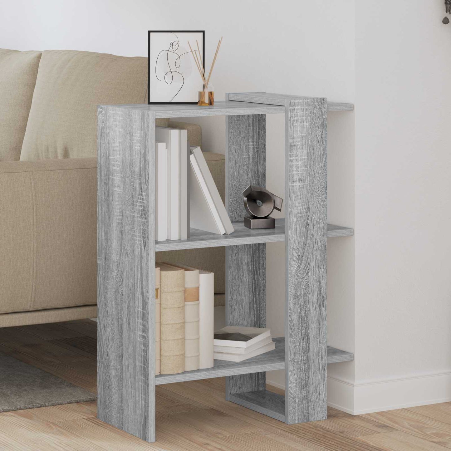Bookshelf 2-Tier 52 x 25 x 71.5 cm Engineered Wood Grey Sonoma