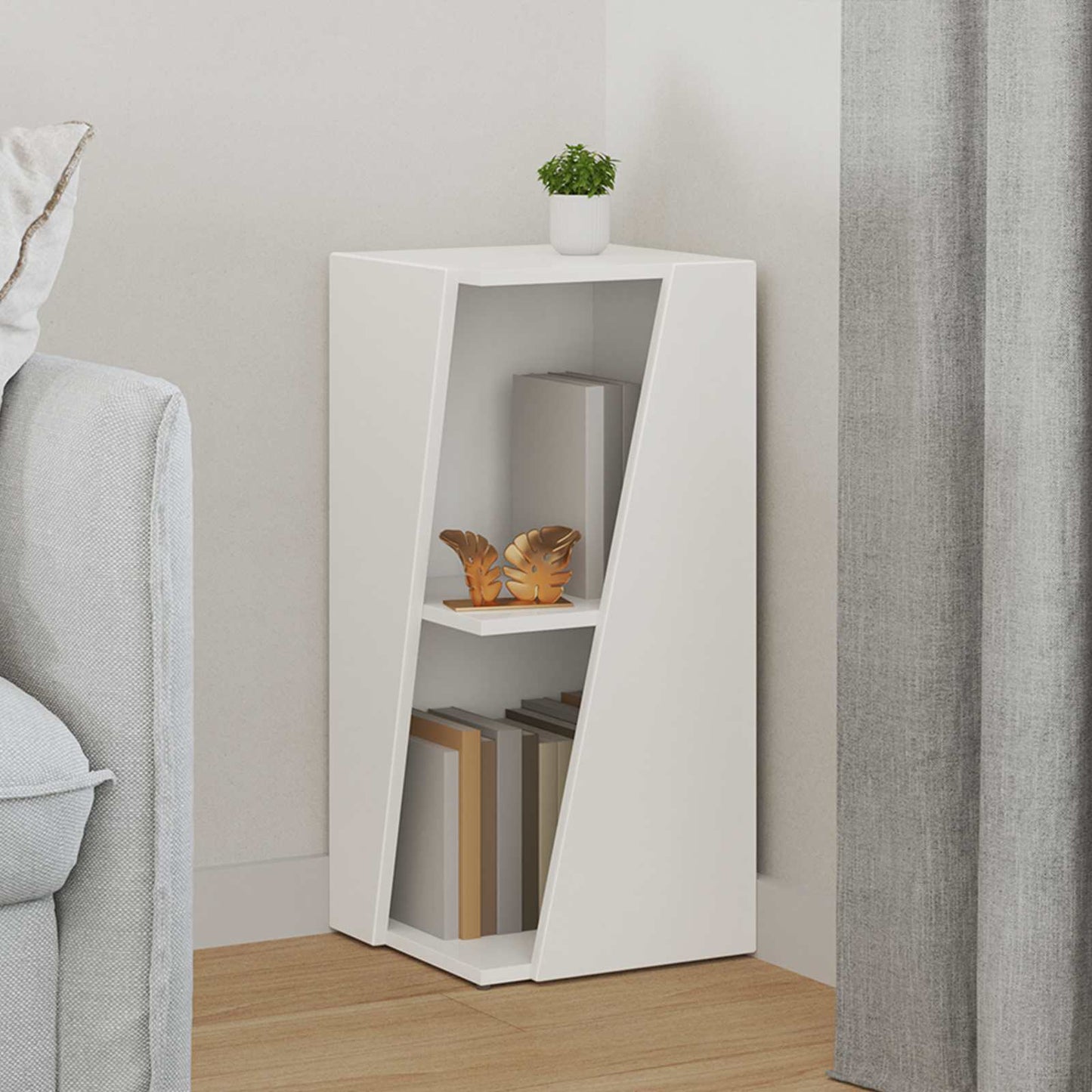 Side Shelf 33 x 32 x 70.5 cm Engineered Wood White