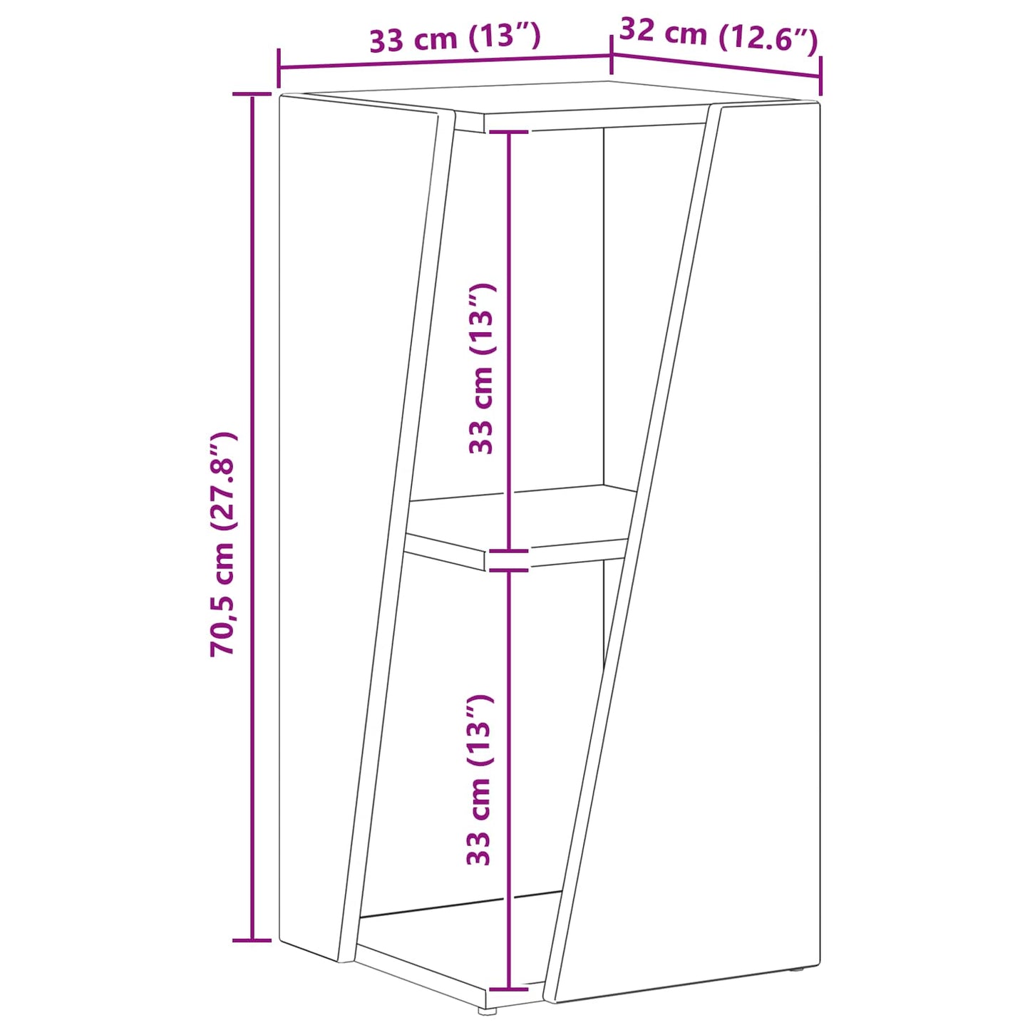 Side Shelf Sonoma Oak 33 x 32 x 70.5 cm Engineered Wood
