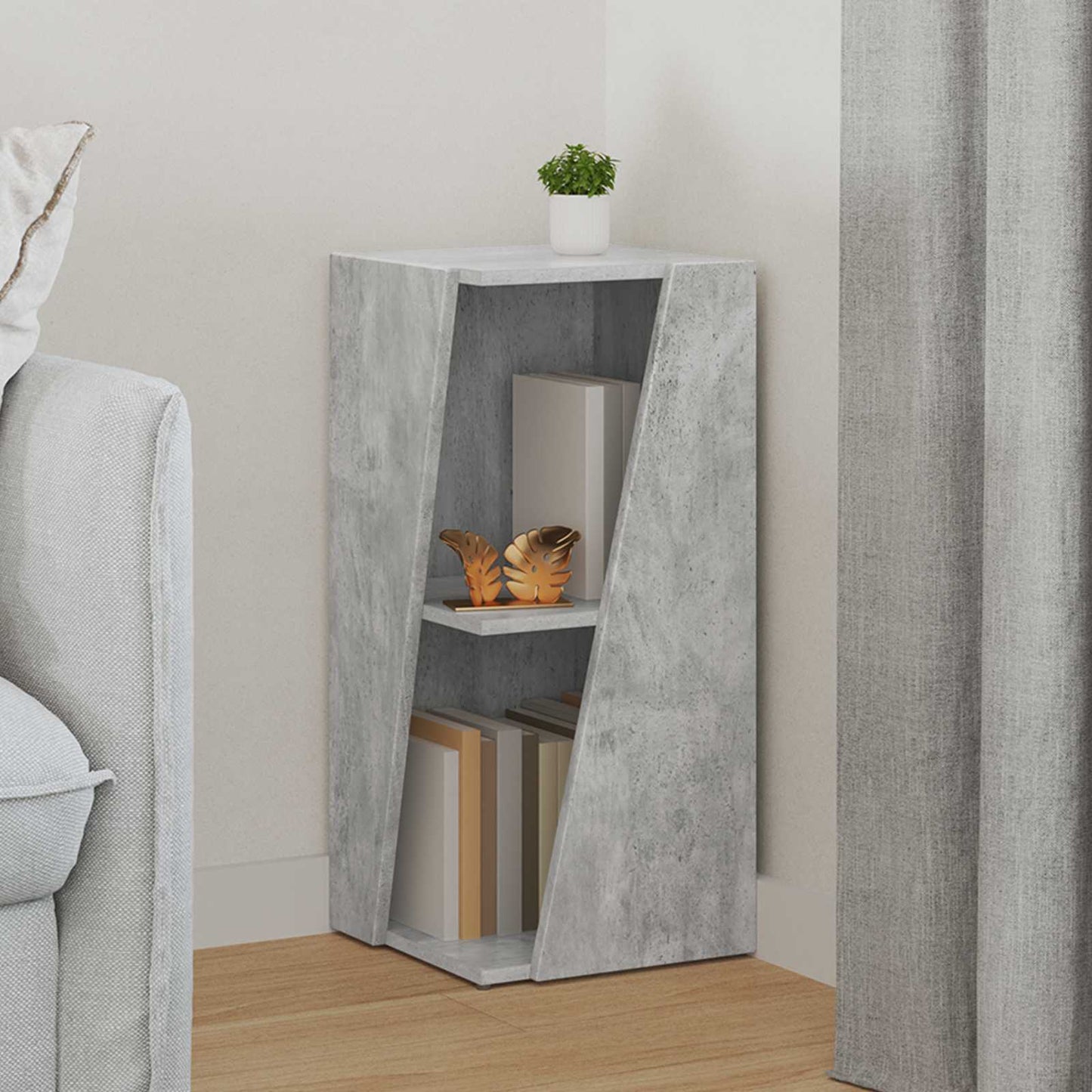 Side Shelf Concrete Grey 33 x 32 x 70.5 cm Engineered Wood