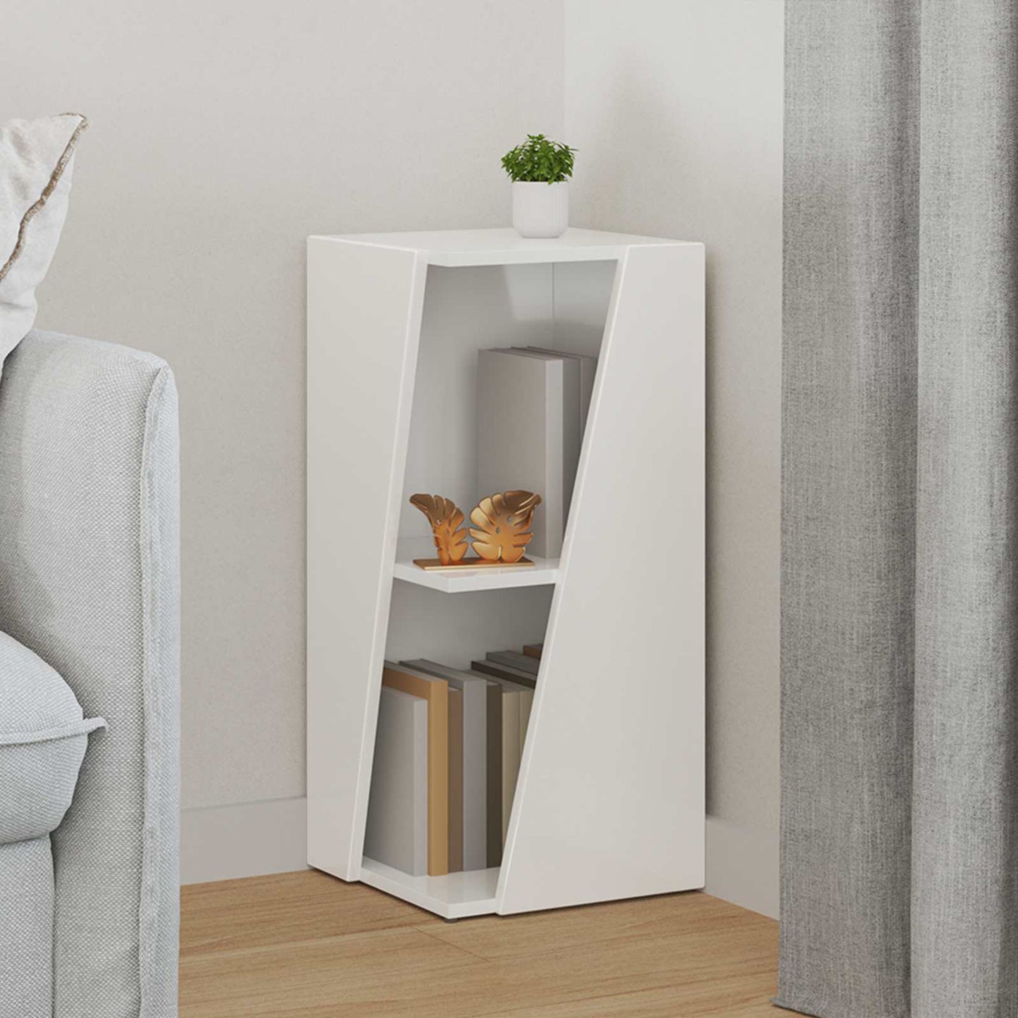 Side Shelf High Gloss White 33 x 32 x 70.5 cm Engineered Wood